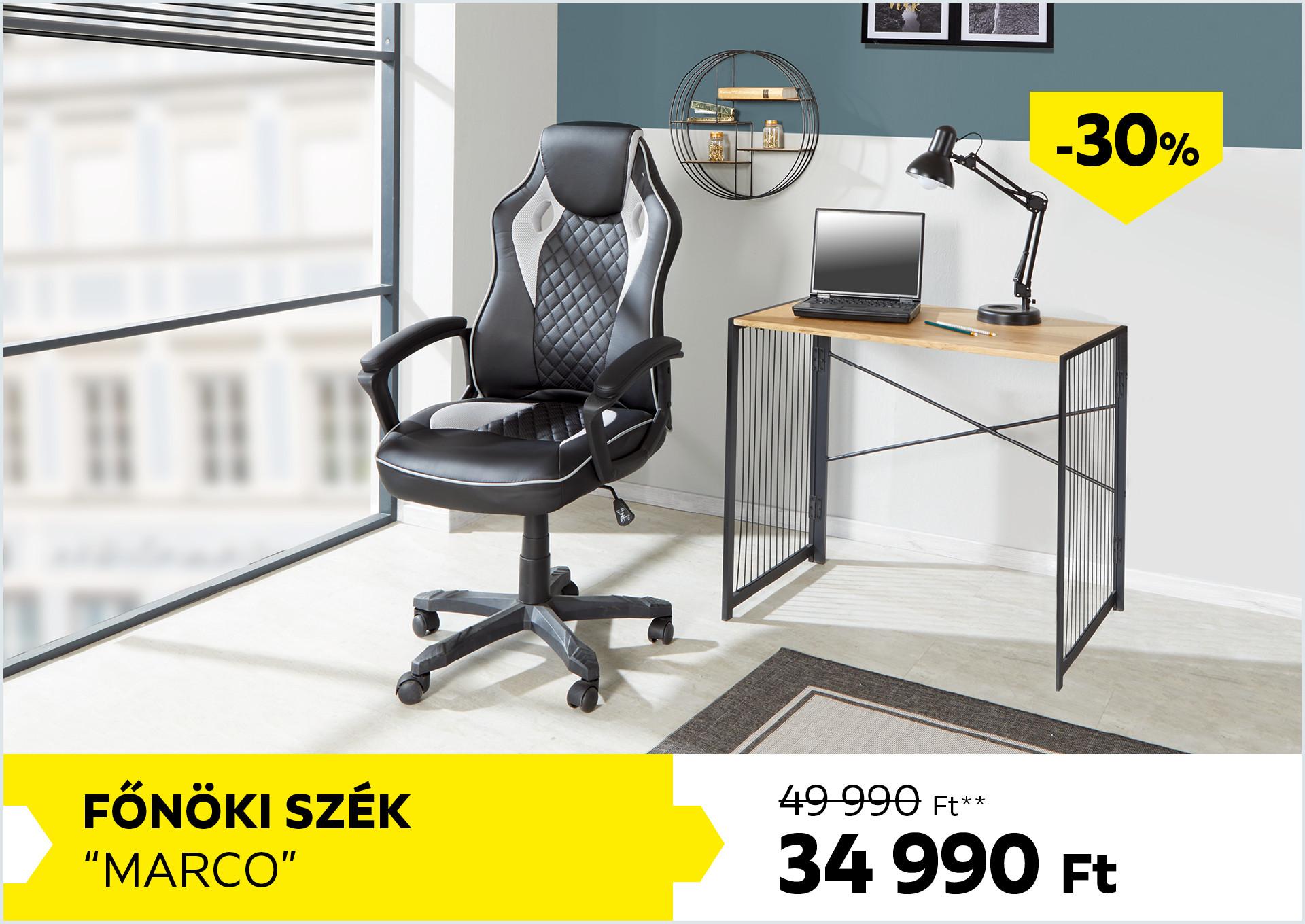 Főnöki szék Marco 49990Forint helyett 34990Forint kedvezmény mértéke 30%