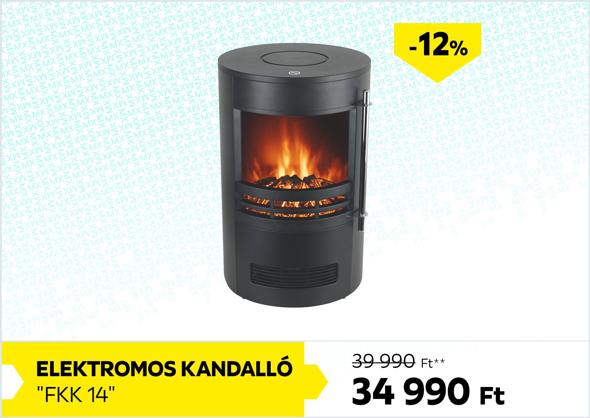 Elektromos kandalló FKK 14 39990Forint helyett 34990Forint kedvezmény mértéke 12%