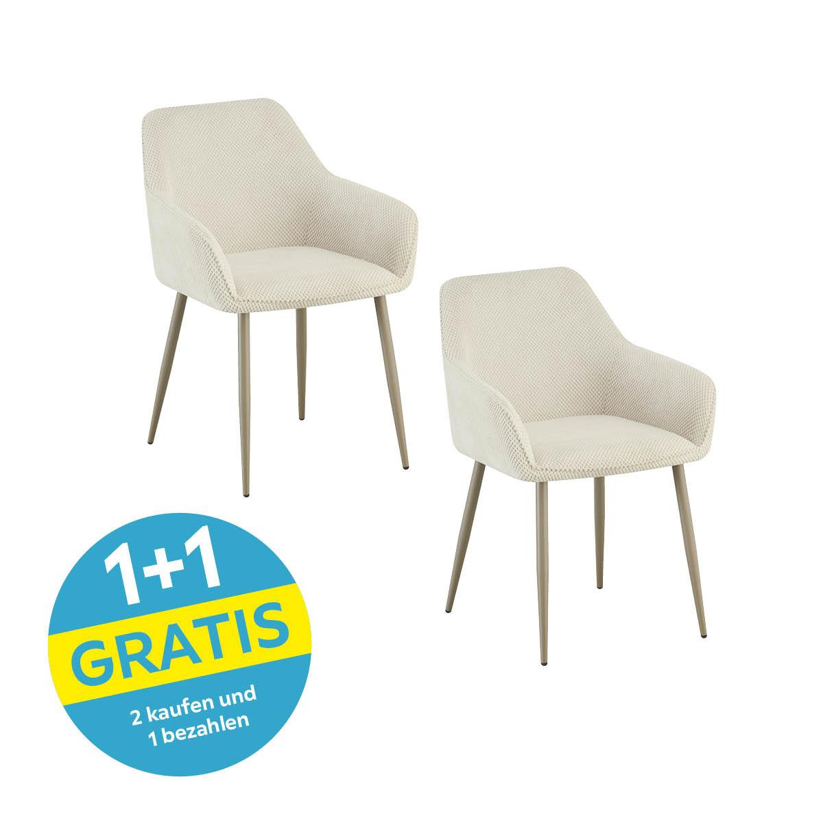 Armlehnstuhl Cora Webstoff Beige, B: 56 cm - Beige, KONVENTIONELL, Textil/Metall (56/81/61cm) - MID.YOU