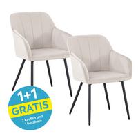 Armlehnstuhl Jenke Samt Beige - Beige/Schwarz, KONVENTIONELL, Textil/Metall (56/82/62cm) - Nedis SmartLife