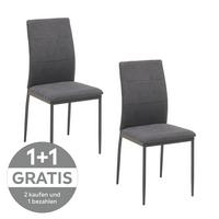 Vierfußstuhl Farina Webstoff grau, B: 43 cm - Dunkelgrau/Grau, KONVENTIONELL, Textil/Metall (43/93/54cm) - MID.YOU