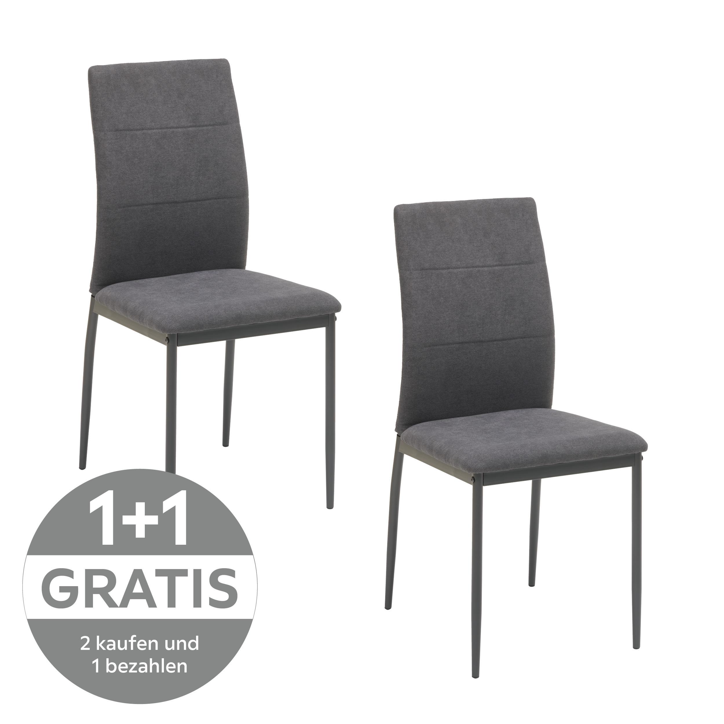 Vierfußstuhl Farina Webstoff Grau, B: 43 cm