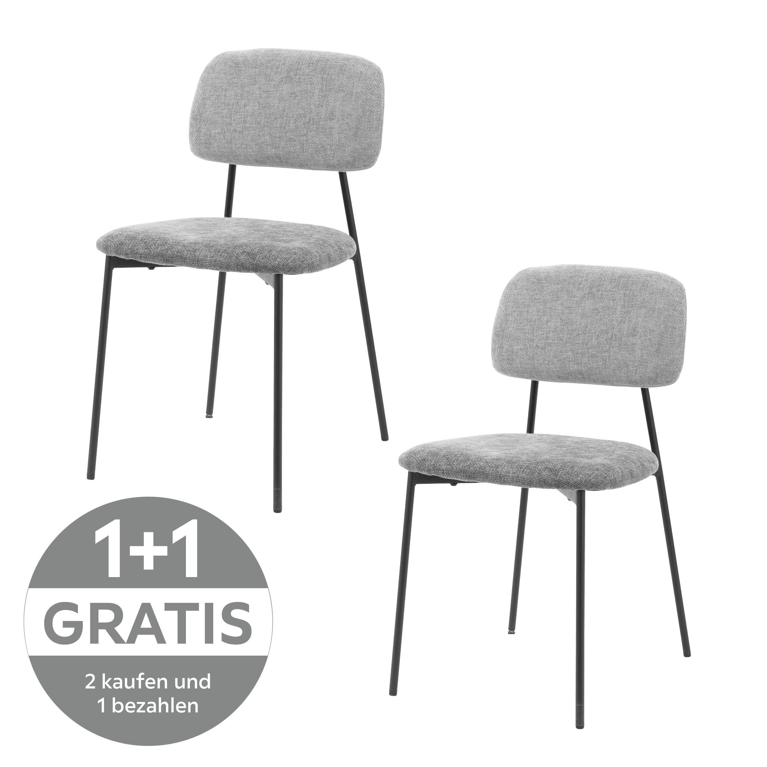 Vierfußstuhl Sören Giga-S - Graublau/Schwarz, KONVENTIONELL, Textil/Metall (44/78/49cm)