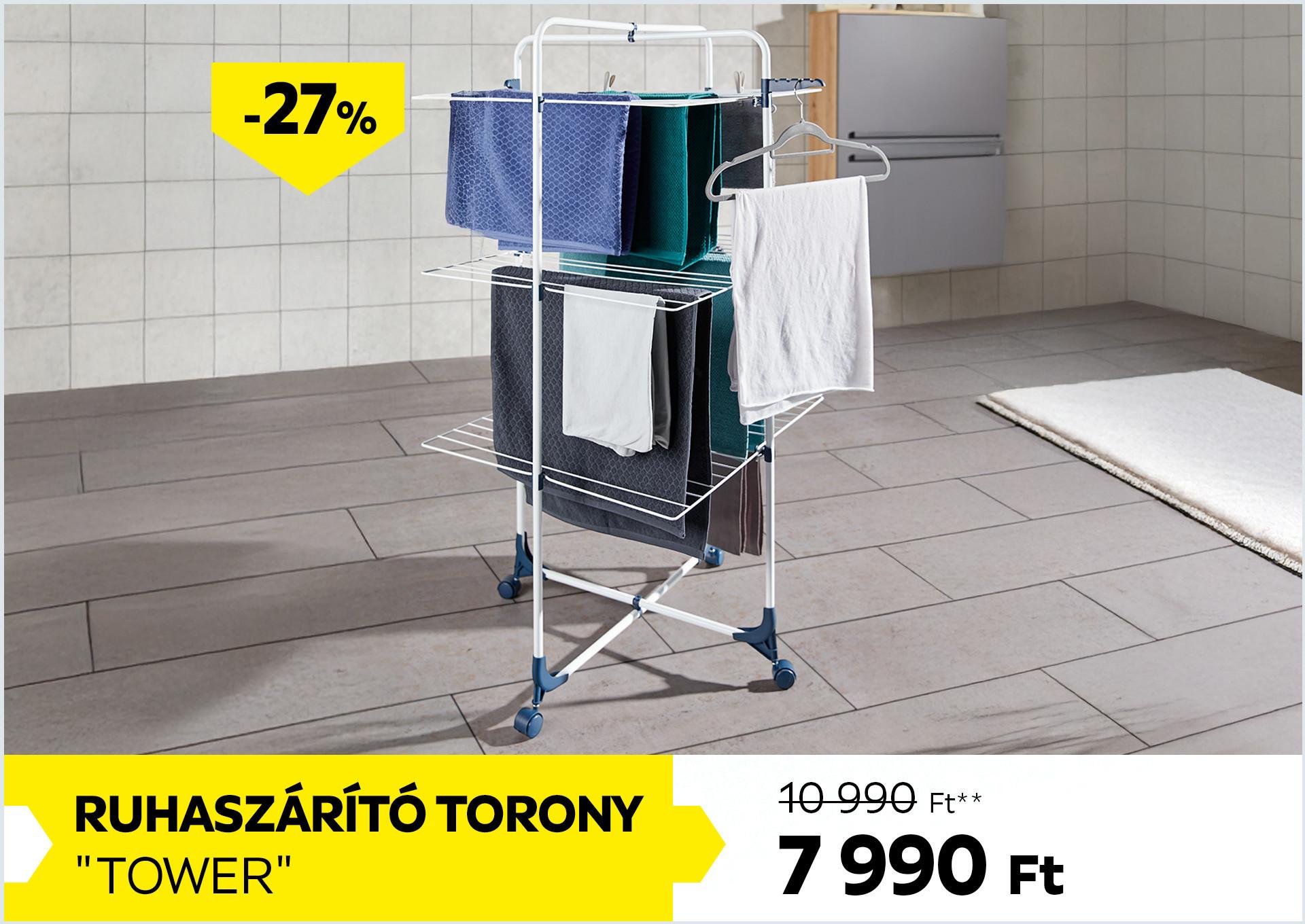 Ruhaszárító torony TOWER 10990Forint helyett 7990Forint kedvezmény mértéke 27%