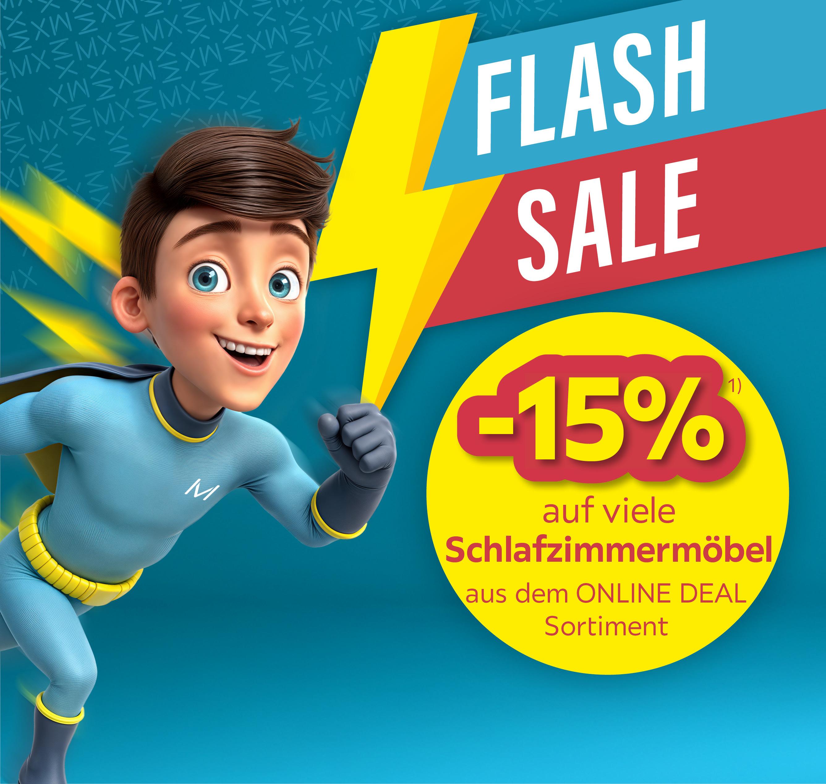 Flash Sale, -15% auf viele Schlafzimmermöbel aus dem Online DEAL Sortiment