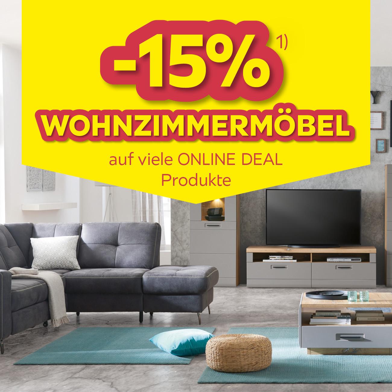 -15% Wohnzimmermöbel auf viele Online DEAL Produkte