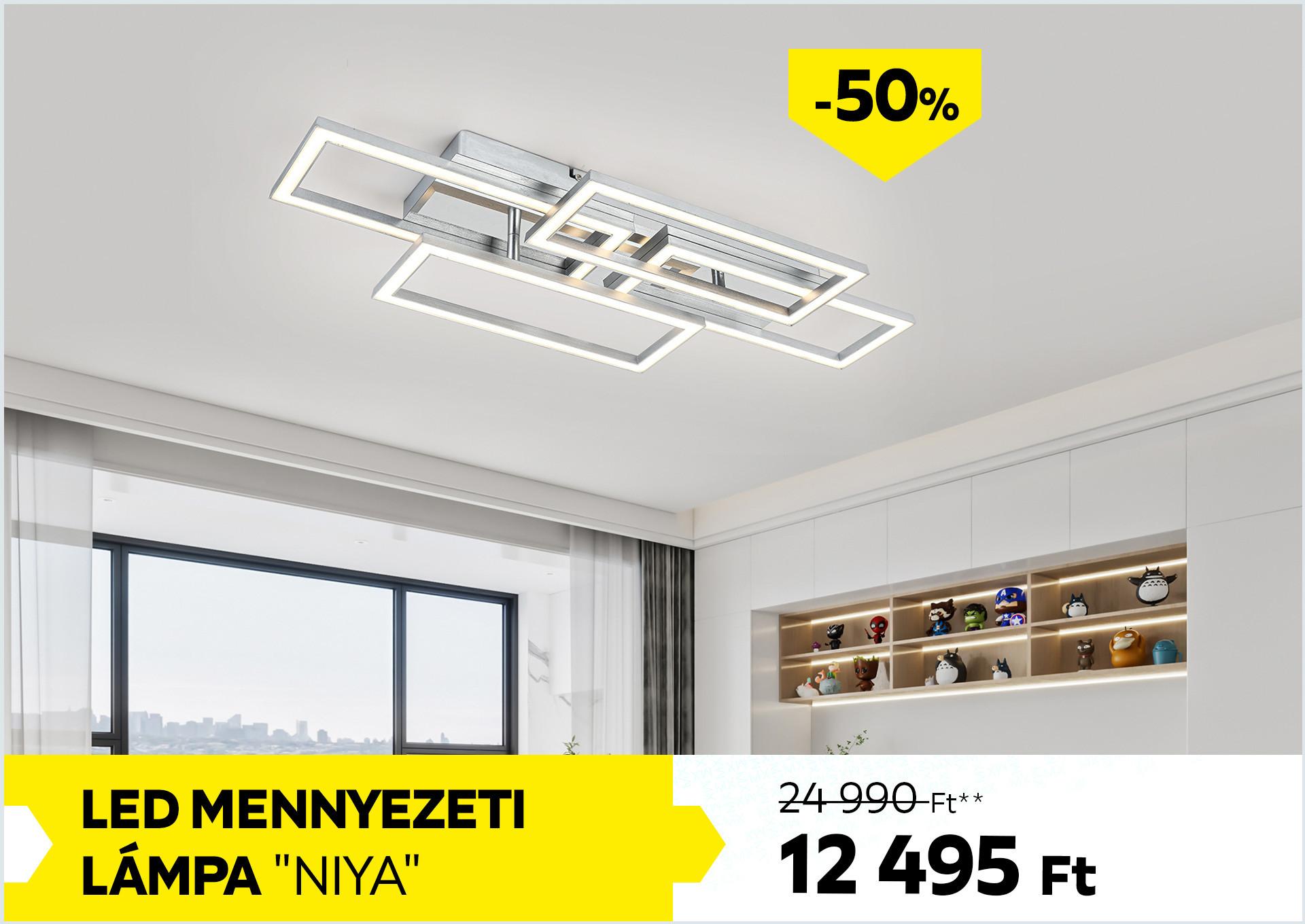 LED mennyezeti lámpa NIYA 24990Forint helyett 12495Forint kedvezmény mértéke 50%