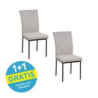 Vierfußstuhl Finn Webstoff Beige, B: 44 Cm - Beige/Schwarz, KONVENTIONELL, Textil/Metall (44/96/61cm) - MID.YOU