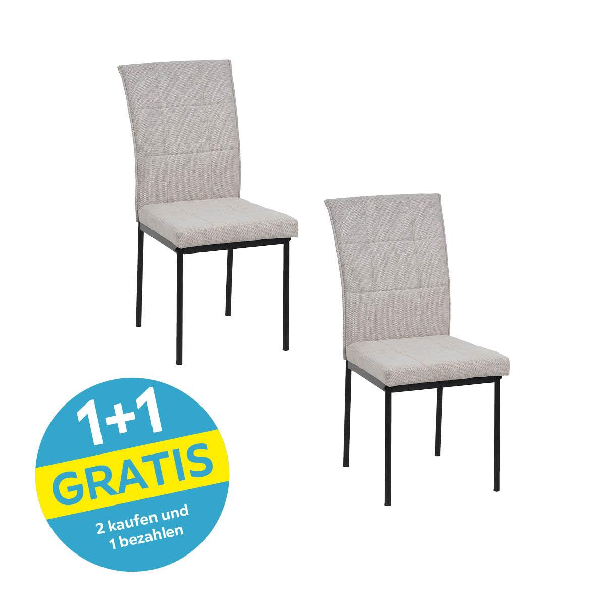 Vierfußstuhl Finn Webstoff Beige, B: 44 Cm - Beige/Schwarz, KONVENTIONELL, Textil/Metall (44/96/61cm) - MID.YOU