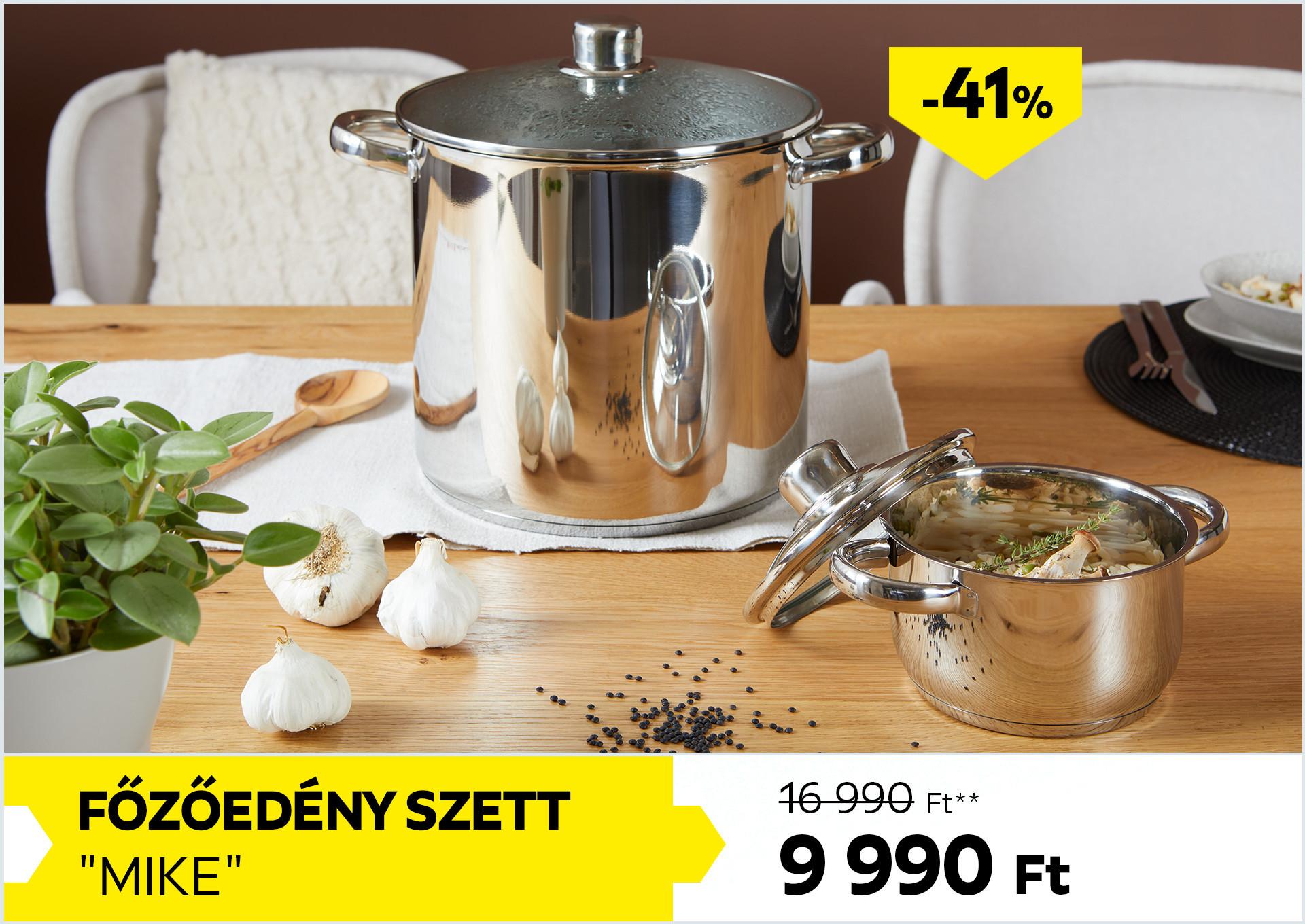 Főzőedény szett MIKE 16990Forint helyett 9990Forint kedvezmény mértéke 41%