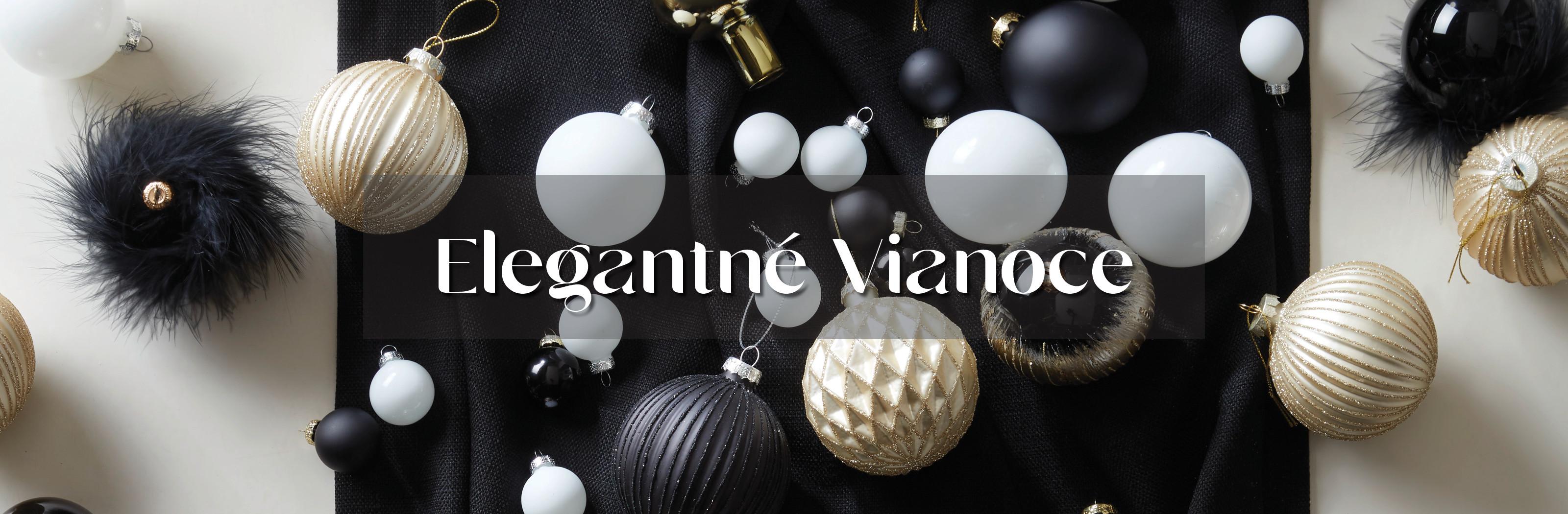 Elegantné Vianoce - biele, čierne, zlaté vianočné dekorácie a doplnky