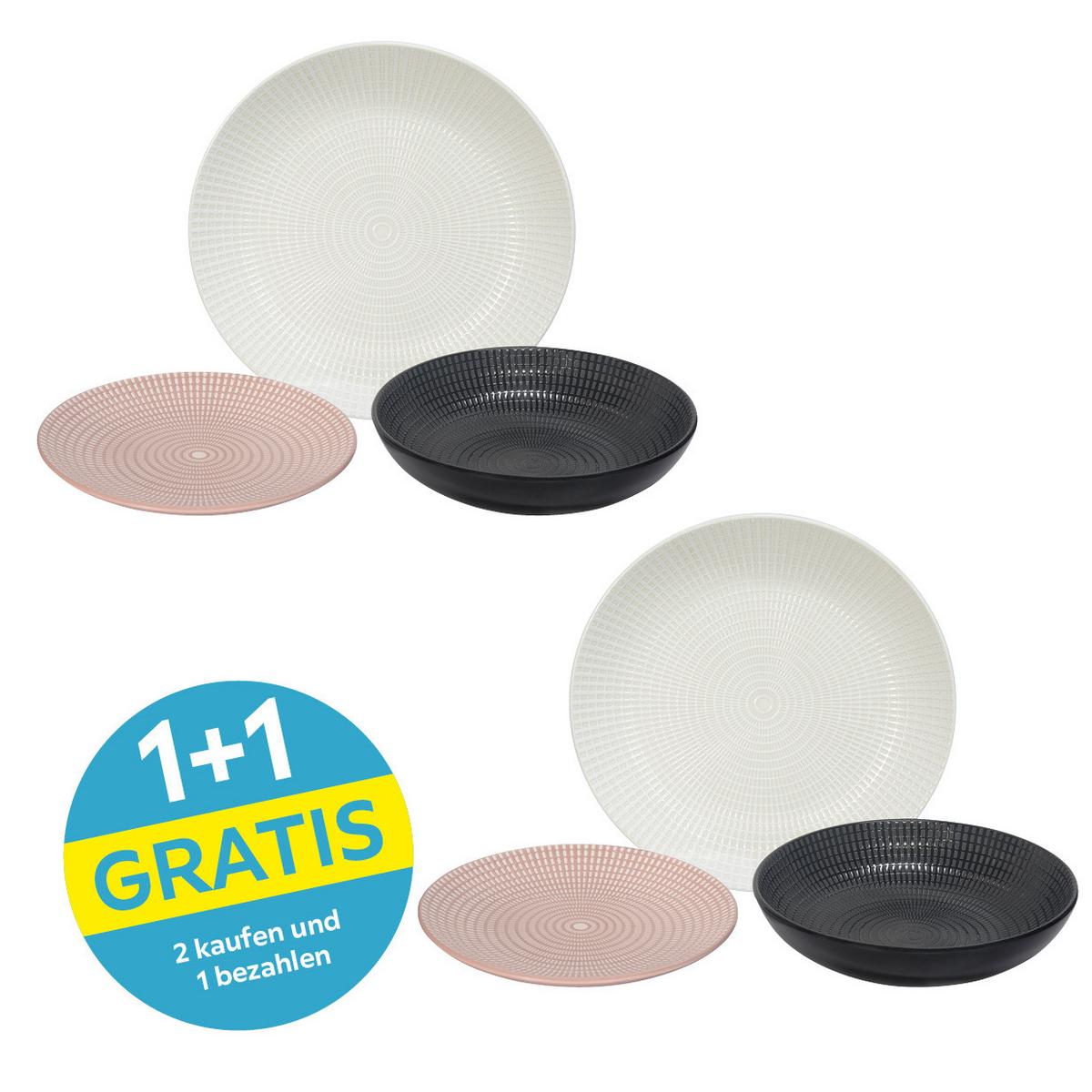 Tafelservice Lisboa - Pink/Schwarz, MODERN, Keramik - James Wood