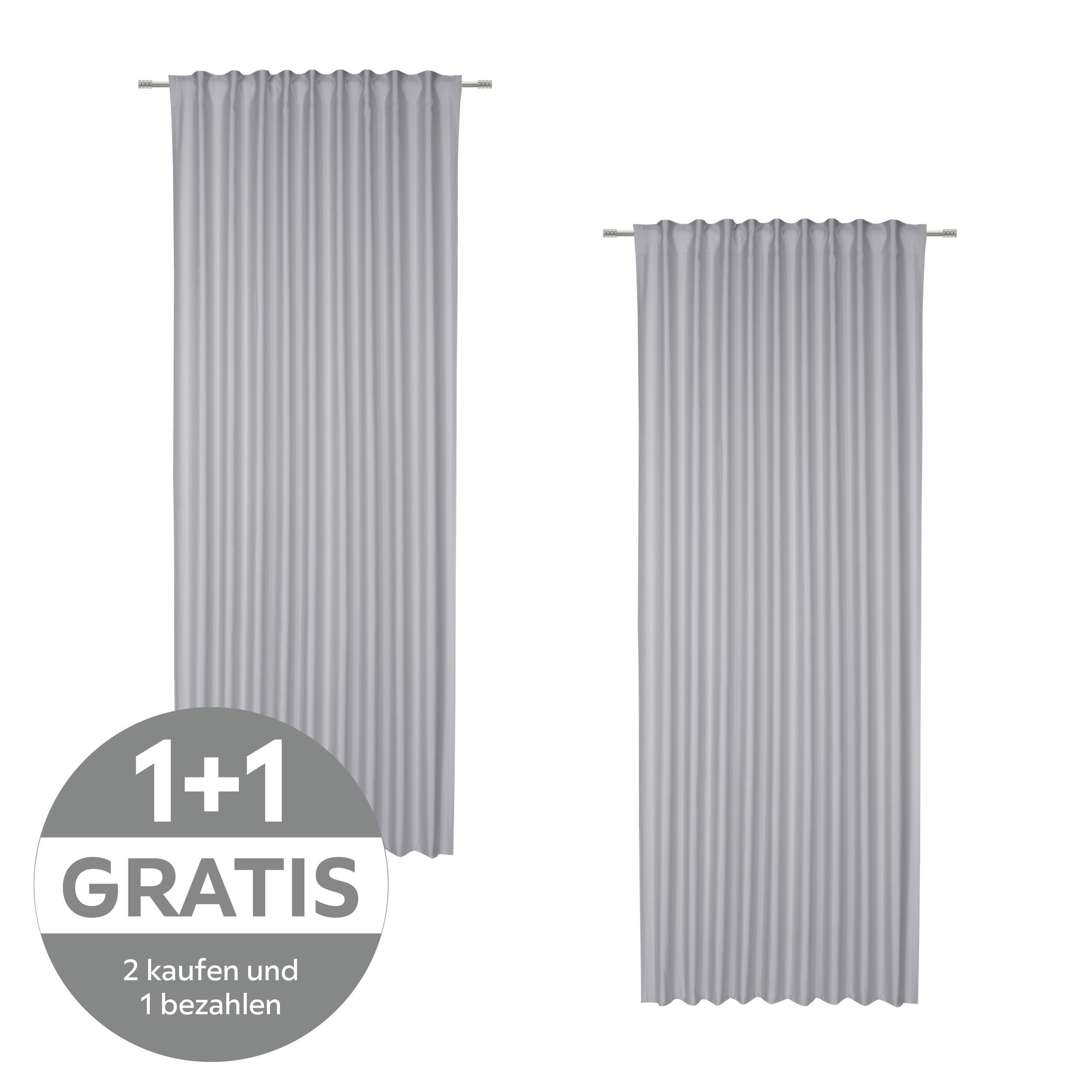 FERTIGVORHANG ROSWITA - Silberfarben, KONVENTIONELL, Textil (135/245cm) - Ondega