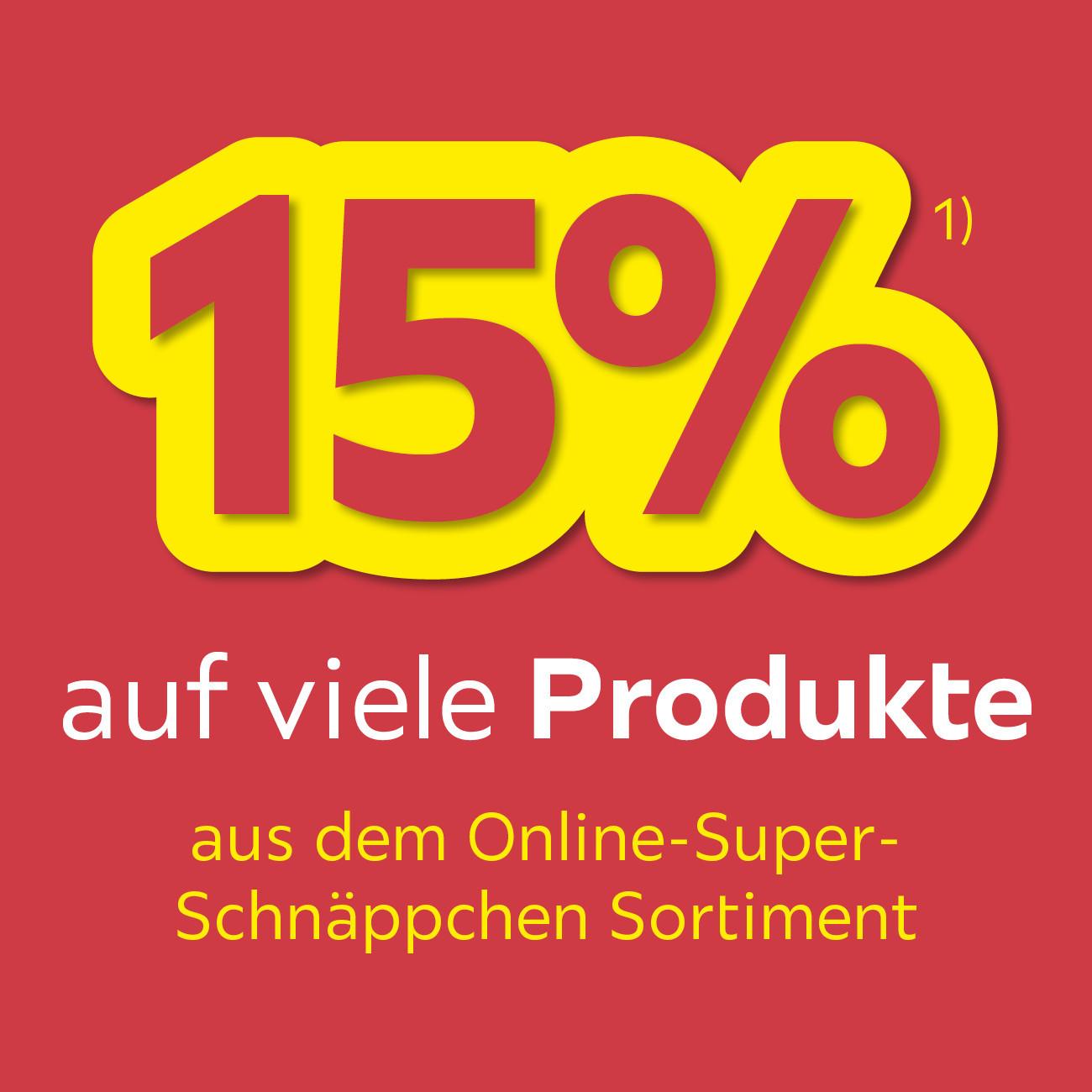 -15% auf viele Produkte aus dem Online-Super-Schnäppchen-Sortiment