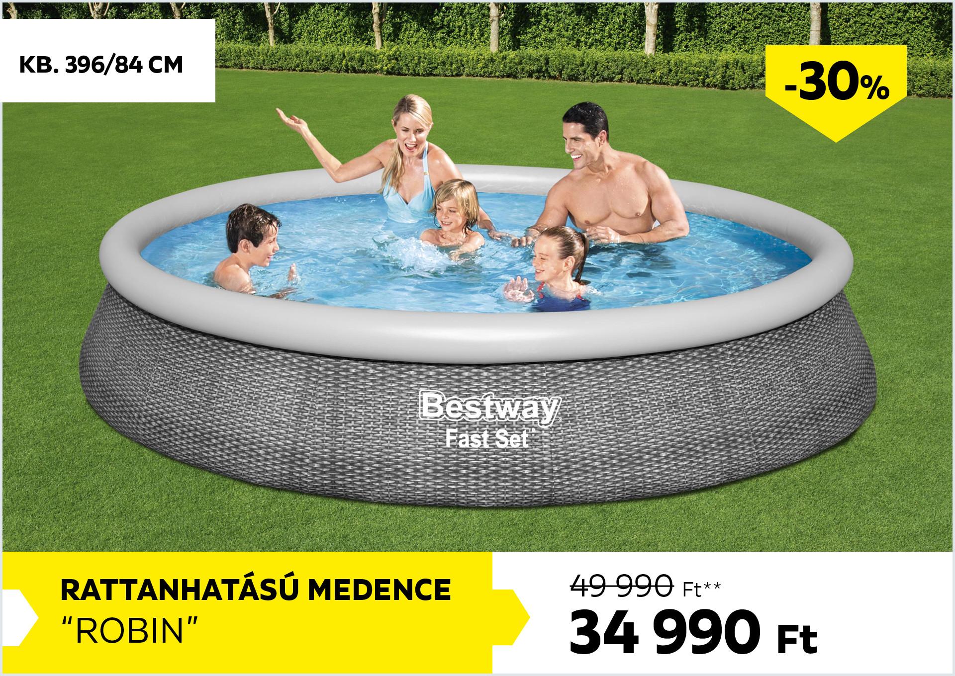 Rattanhatású medence kb. 396/84cm ROBIN 49990Forint helyett 34990Forint kedvezmény mértéke 30%