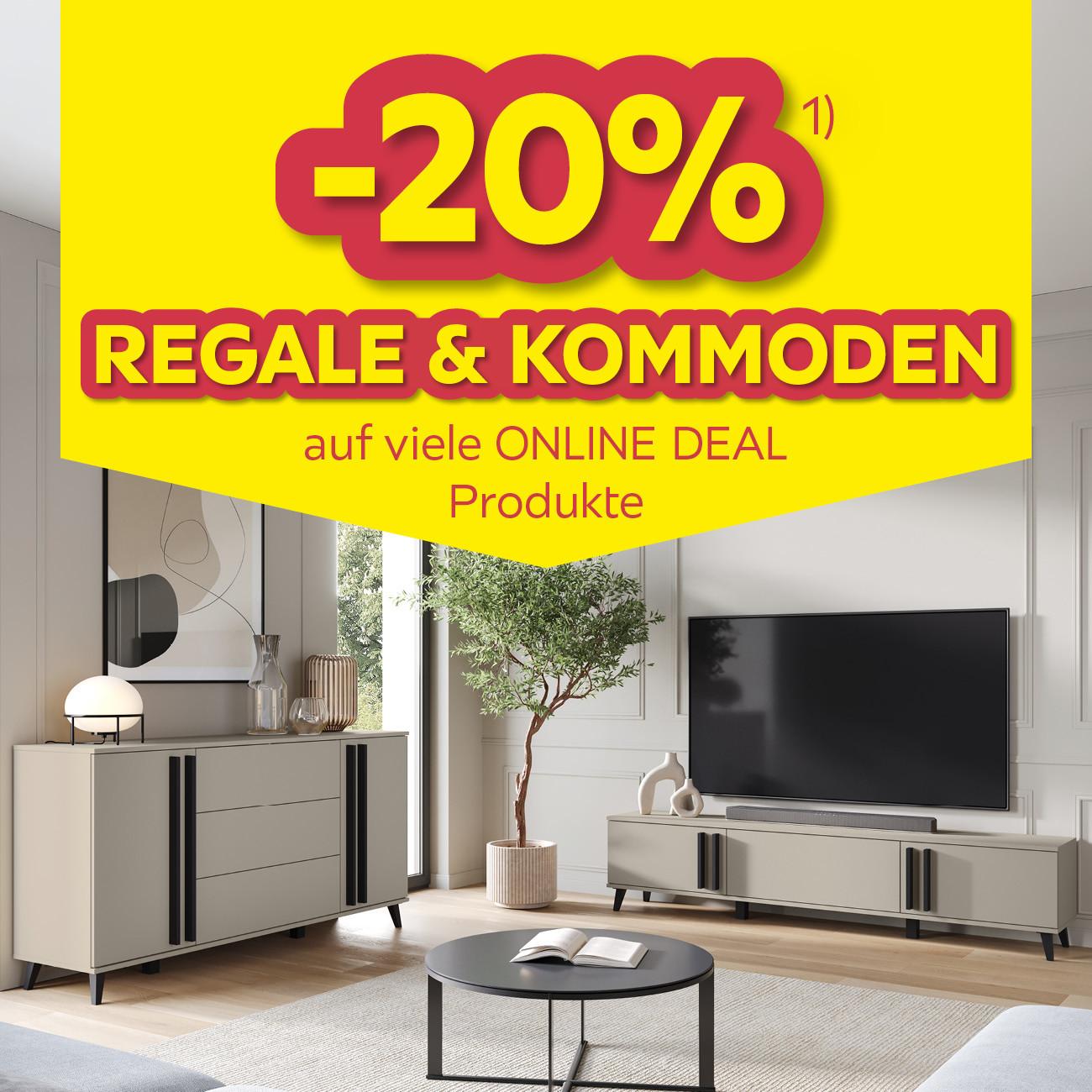 -20% Regale & Kommoden auf viele Online DEAL Produkte