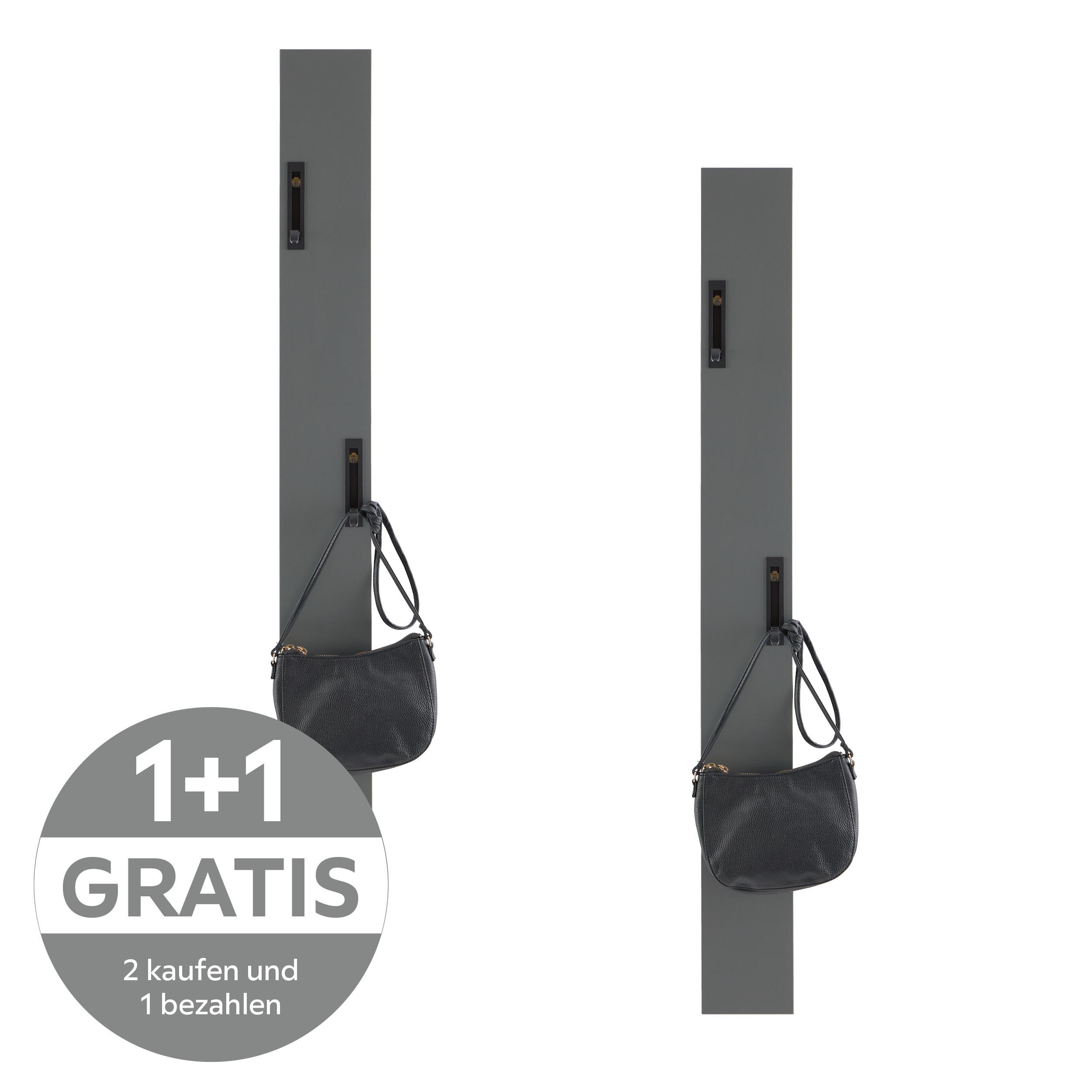 Garderobe Leony H: 110 cm Anthrazit, 2 Haken - Anthrazit, Trend, Holzwerkstoff (12/110/1,8cm)