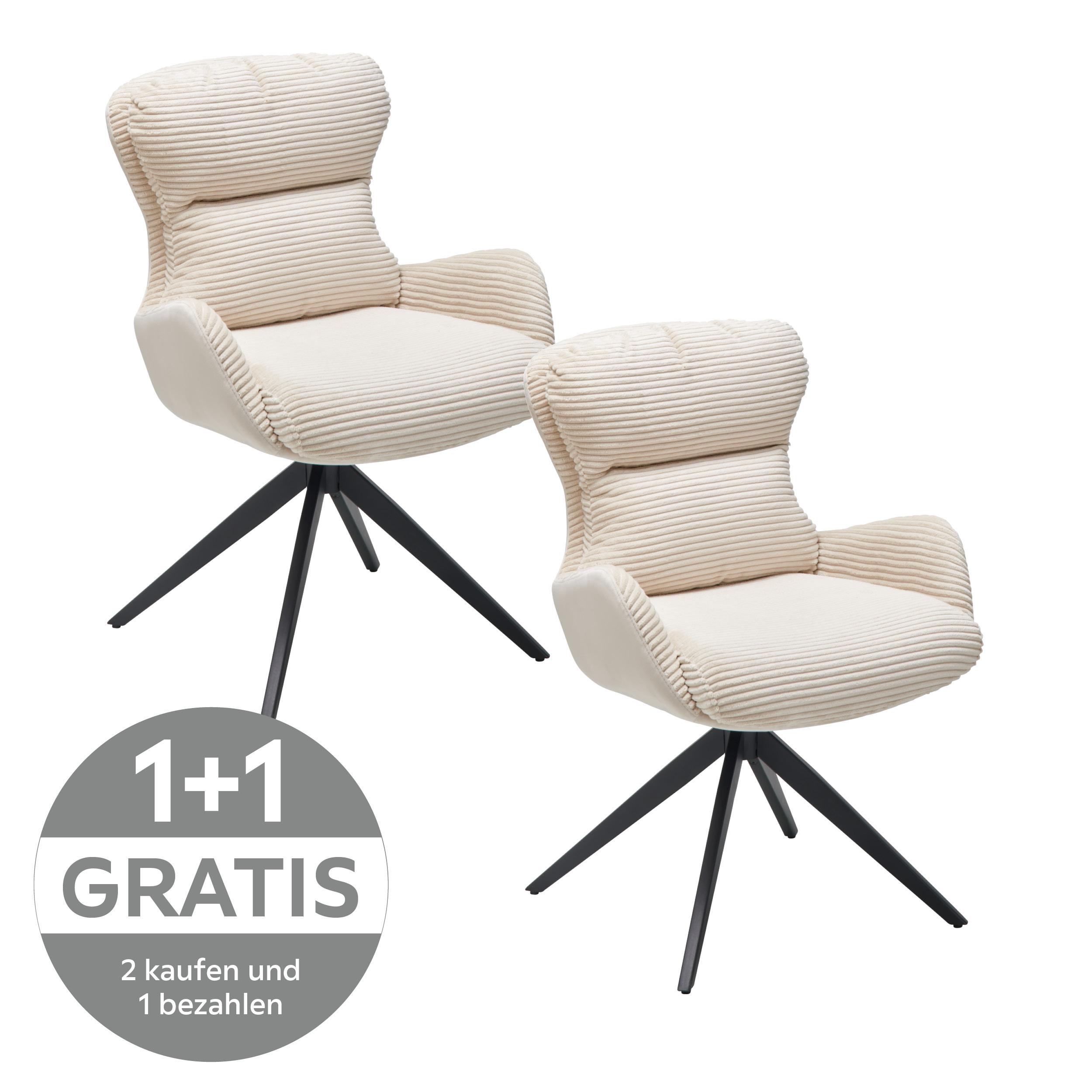 Armlehnstuhl Vanja - Beige/Schwarz, LIFESTYLE, Textil/Metall (58/88/68cm) - MID.YOU