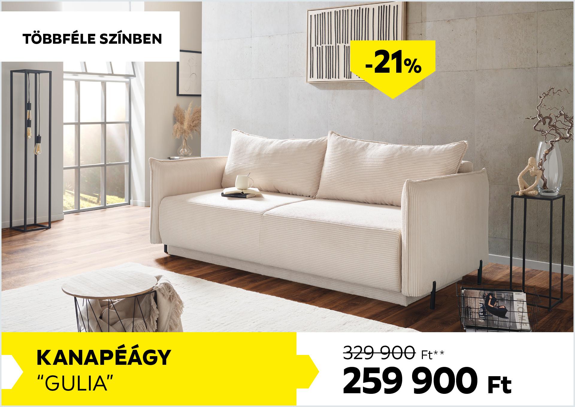 KANAPÉÁGY GULIA 329900Forint helyett 259900Forint kedvezmény mértéke 21%