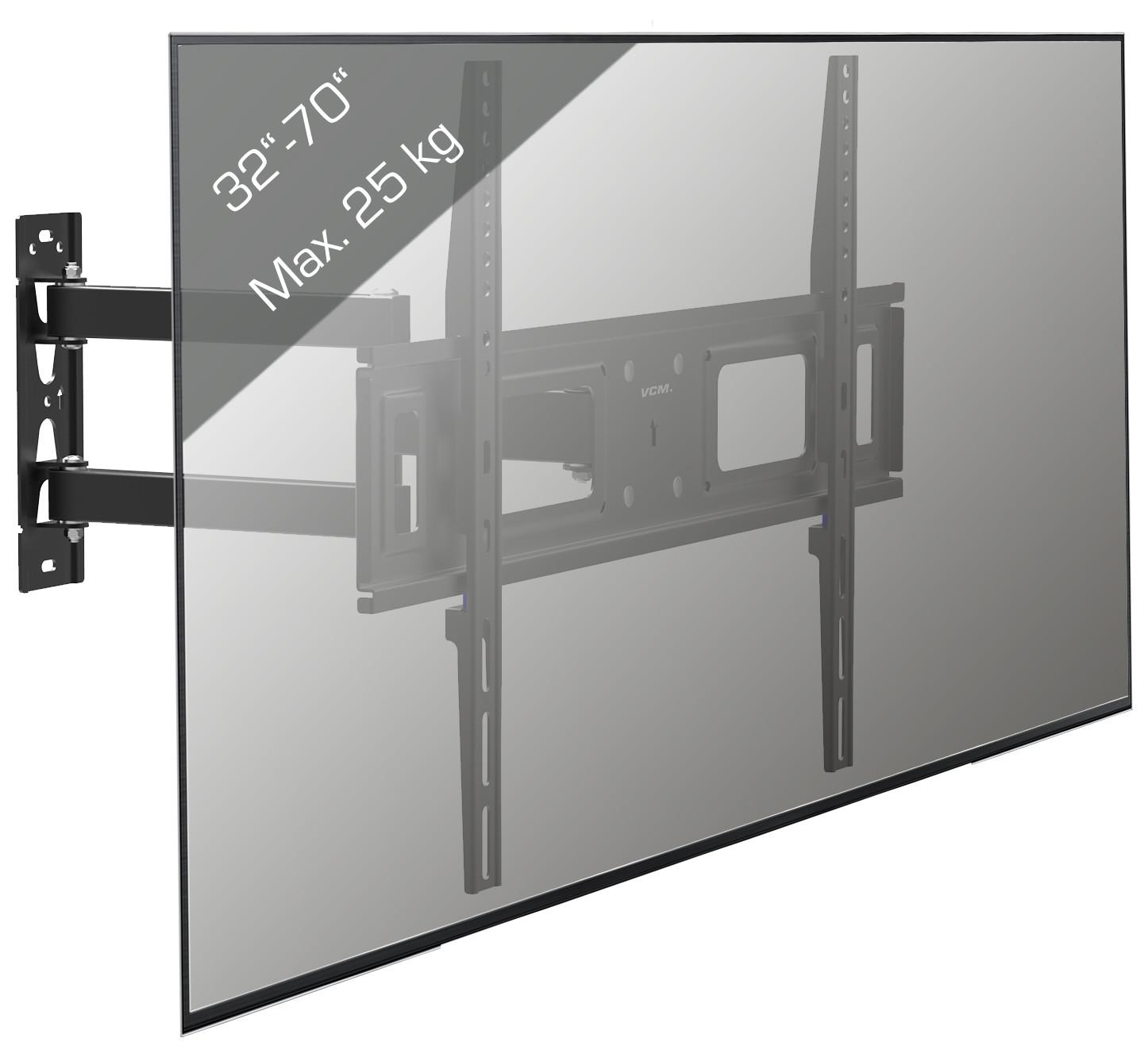 TV- Wandhalter B: 64 cm Schwarz - Schwarz, Basics, Metall (64/42/7,5cm) - MID.YOU