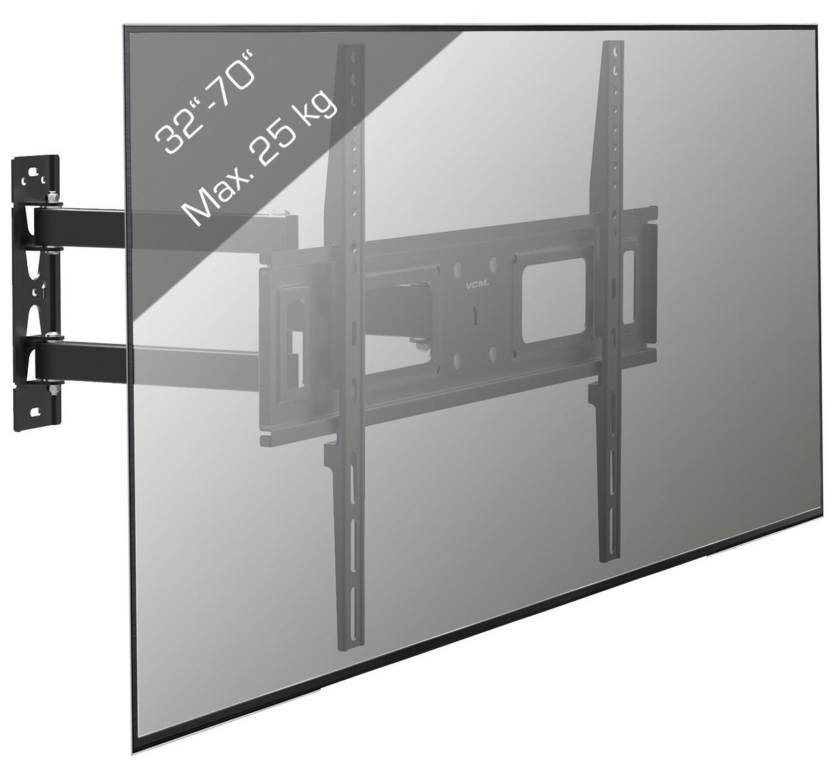 Tv- Wandhalter B: 64 Cm Schwarz - Schwarz, Basics, Metall (64/42/7,5cm) - MID.YOU