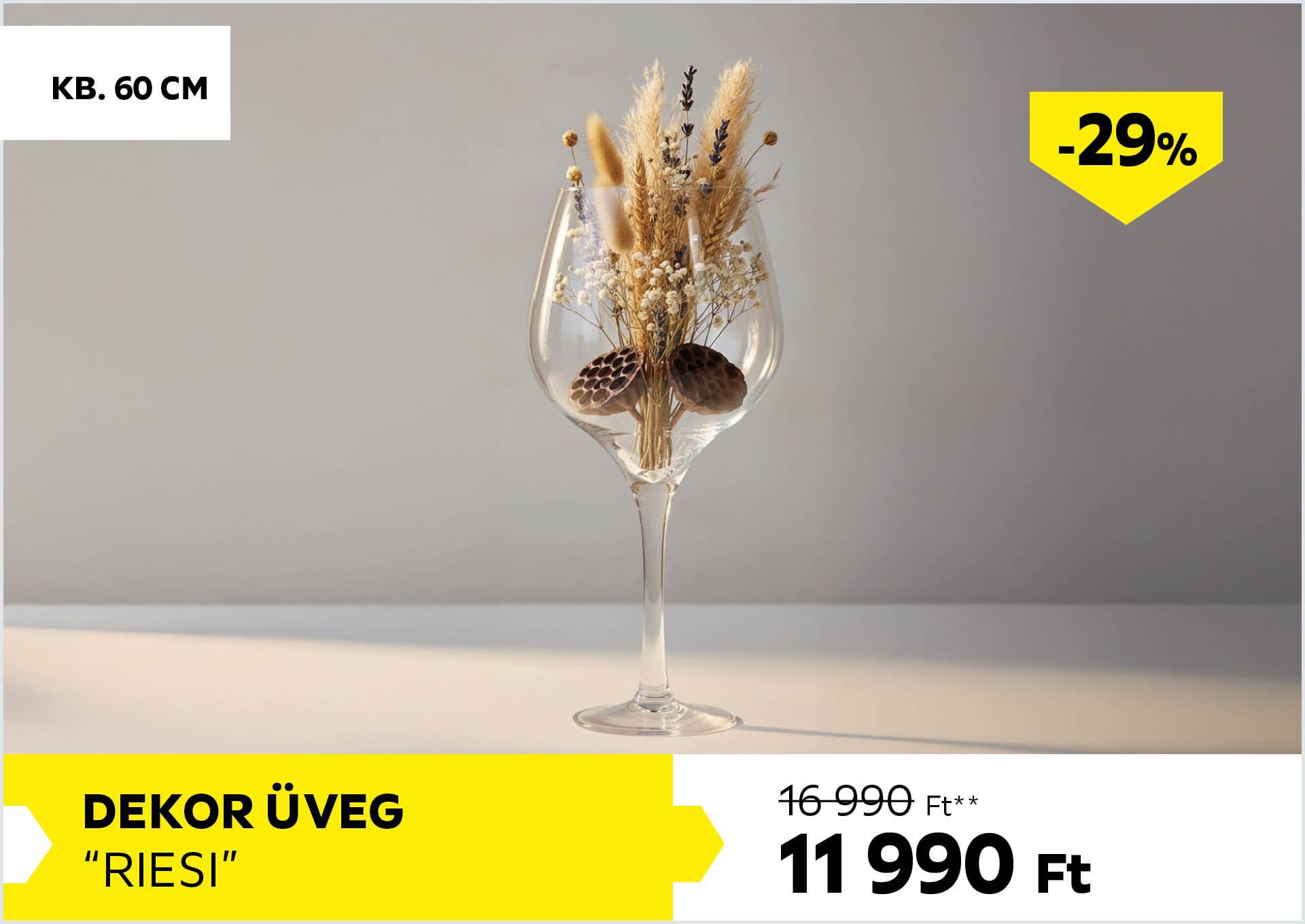 Dekor üveg kb. 60cm RIESI 16990Forint helyett 11990Forint kedvezmény mértéke 29%