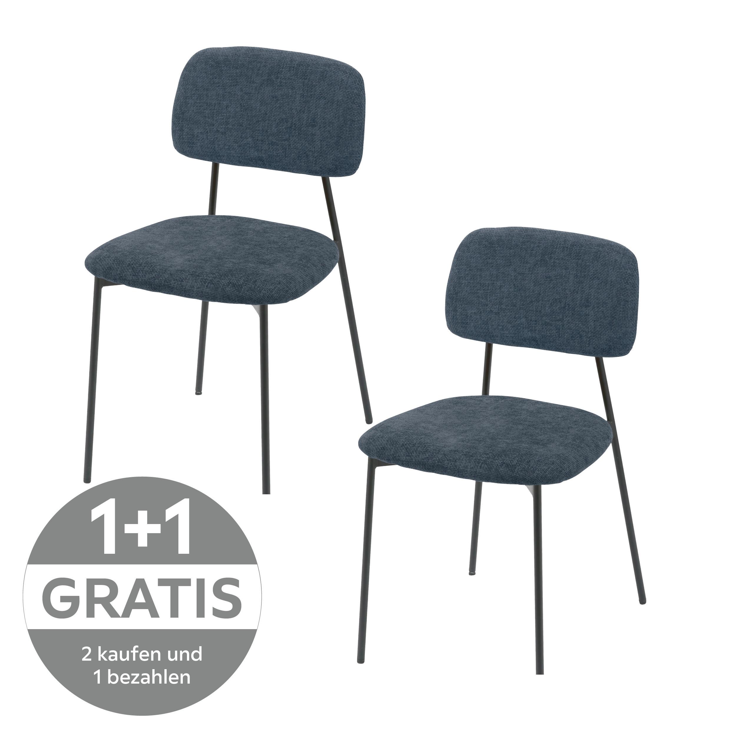 Vierfußstuhl Sören Giga-S - Blau/Schwarz, KONVENTIONELL, Textil/Metall (44/78/49cm)