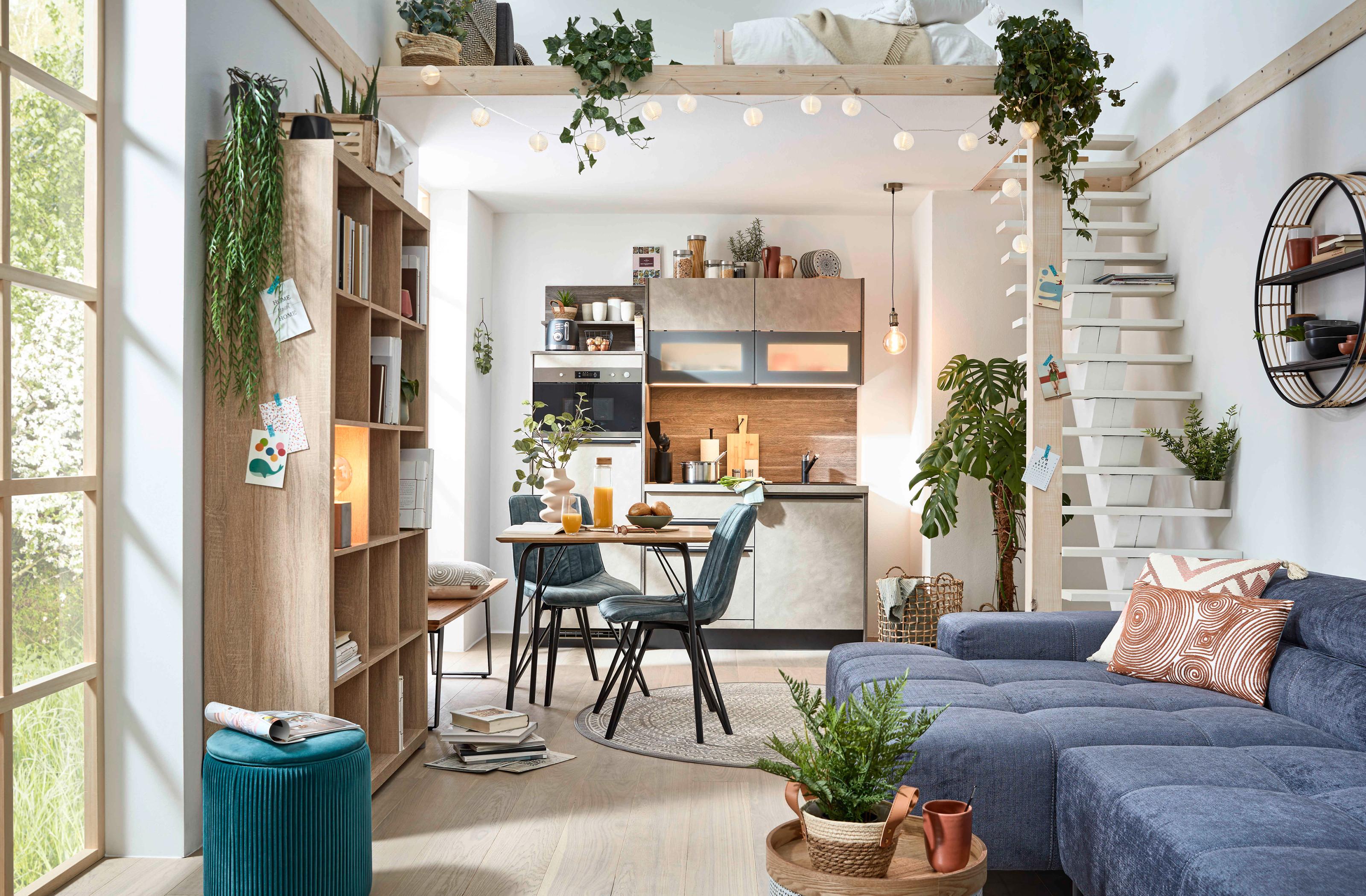 tiny house, malý byt s vyvýšeným spaním