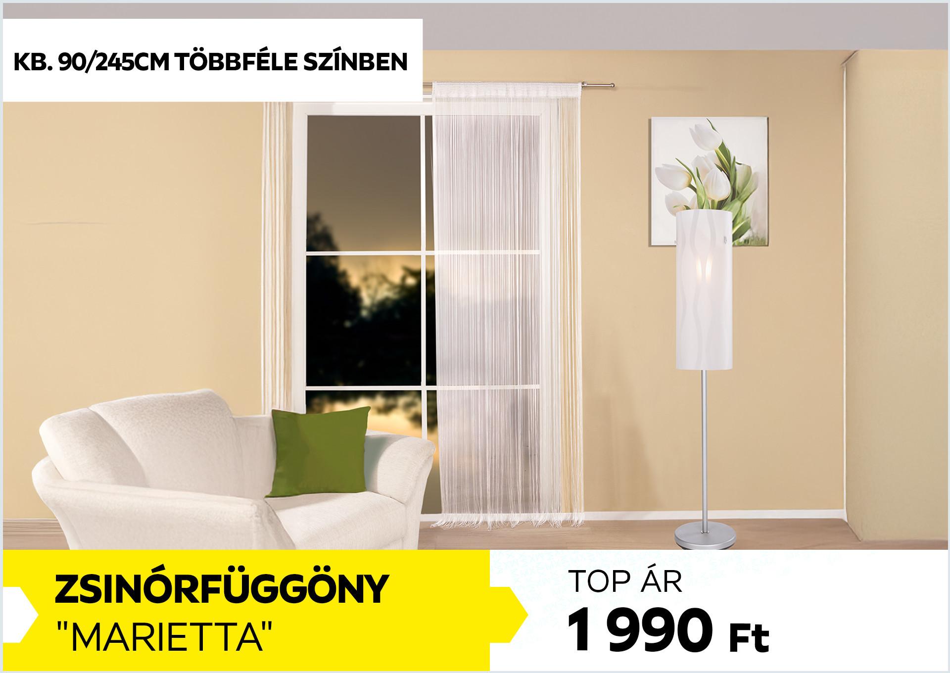 Zsinórfüggöny kb. 90/245cm többféle színben MARIETTA 1990Forint