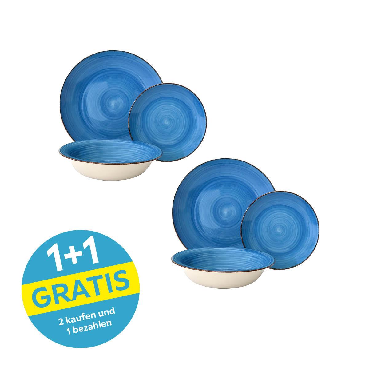 Tafelservice Lionel Steinzeug Für 6 Personen Geschirr Set - Blau, MODERN, Keramik - Luca Bessoni
