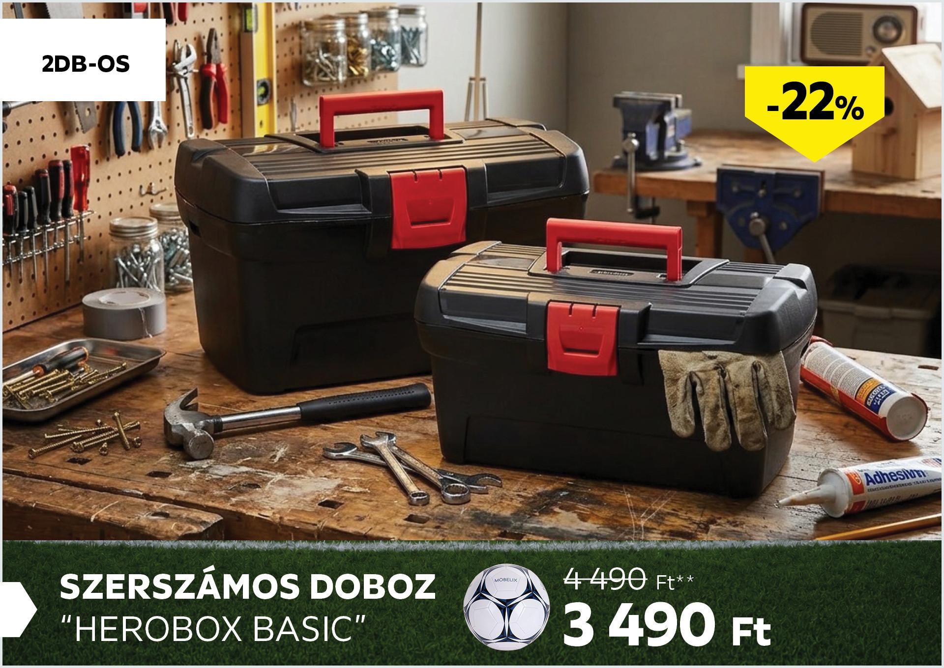 Szerszámos doboz HEROBOX BASIC 2db-os 4490Forint helyett 3490Forint kedvezmény mértéke 22%
