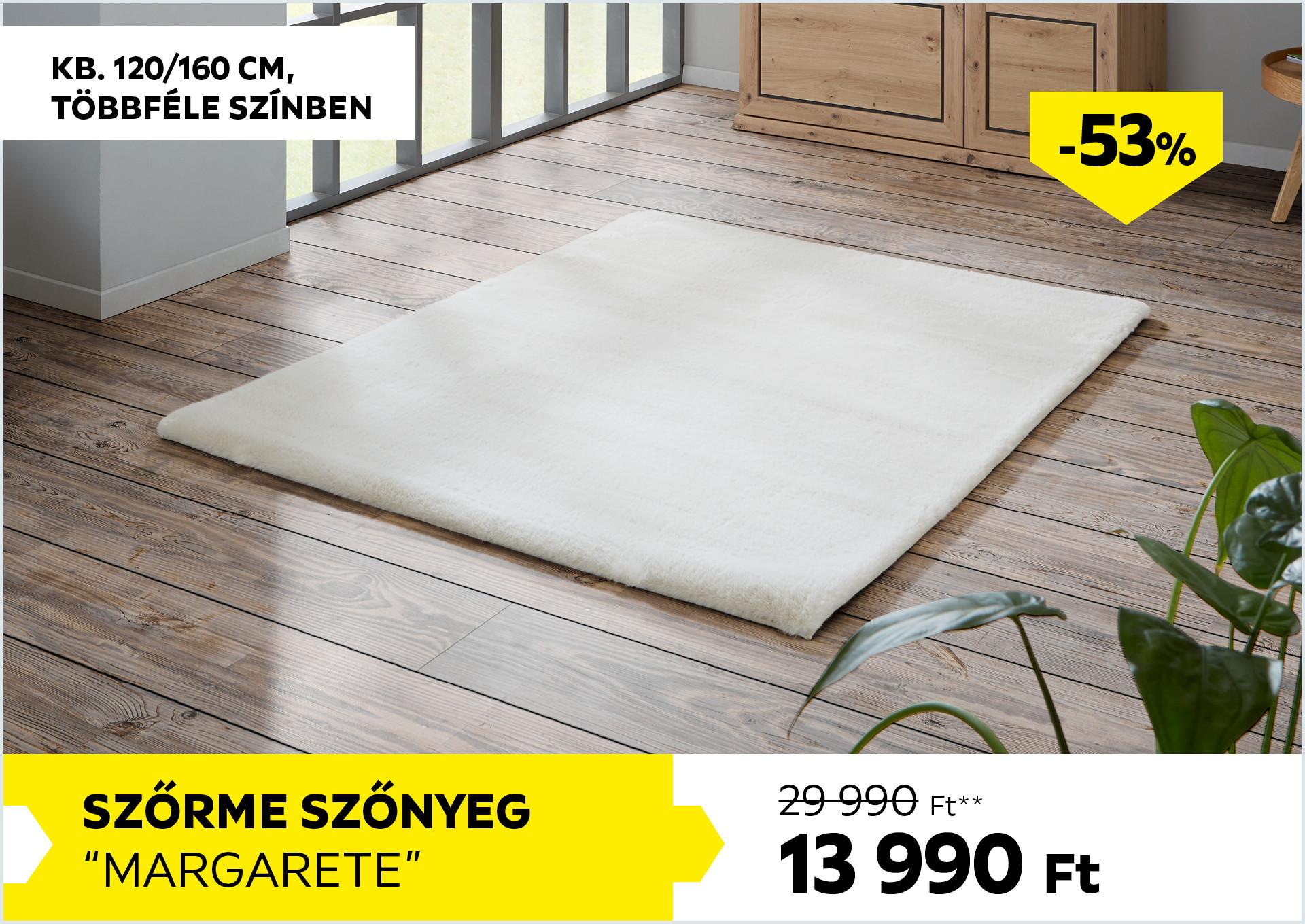 Szőrme szőnyeg kb. 120/160cm MARGARETE 29990Forint helyett 13990Forint kedvezmény mértéke 53%