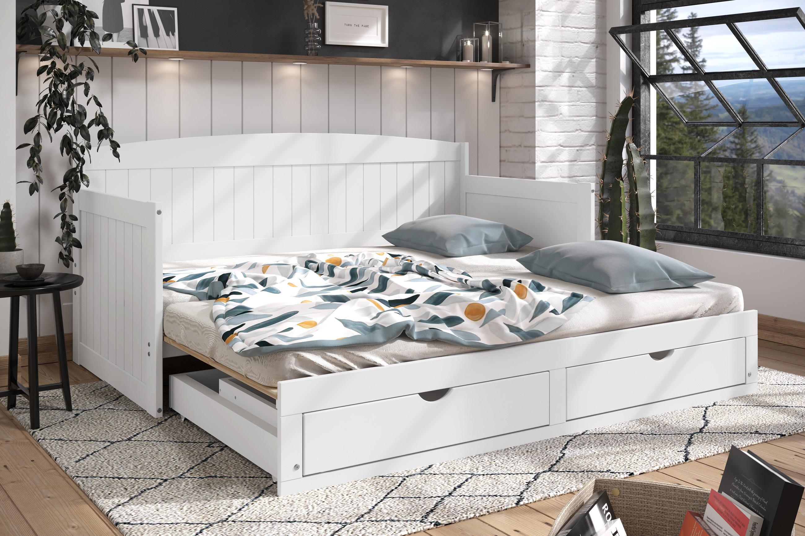 Ausziehbett mit Bettkasten und Lattenrost
