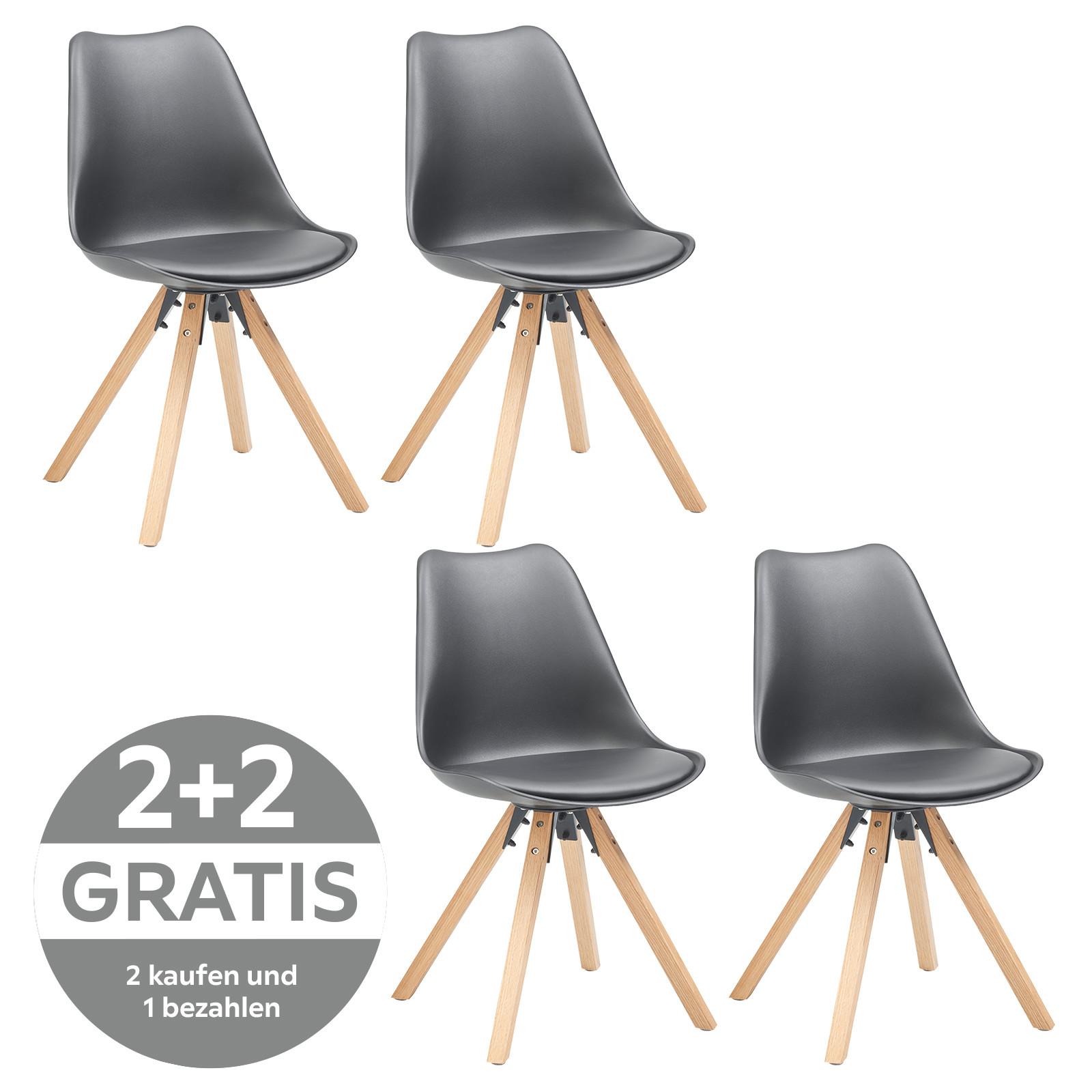 Schalenstuhl Vilnius Lederlook Schwarz - Schwarz/Naturfarben, LIFESTYLE, Holz/Kunststoff (48,5/84/55cm) - MID.YOU