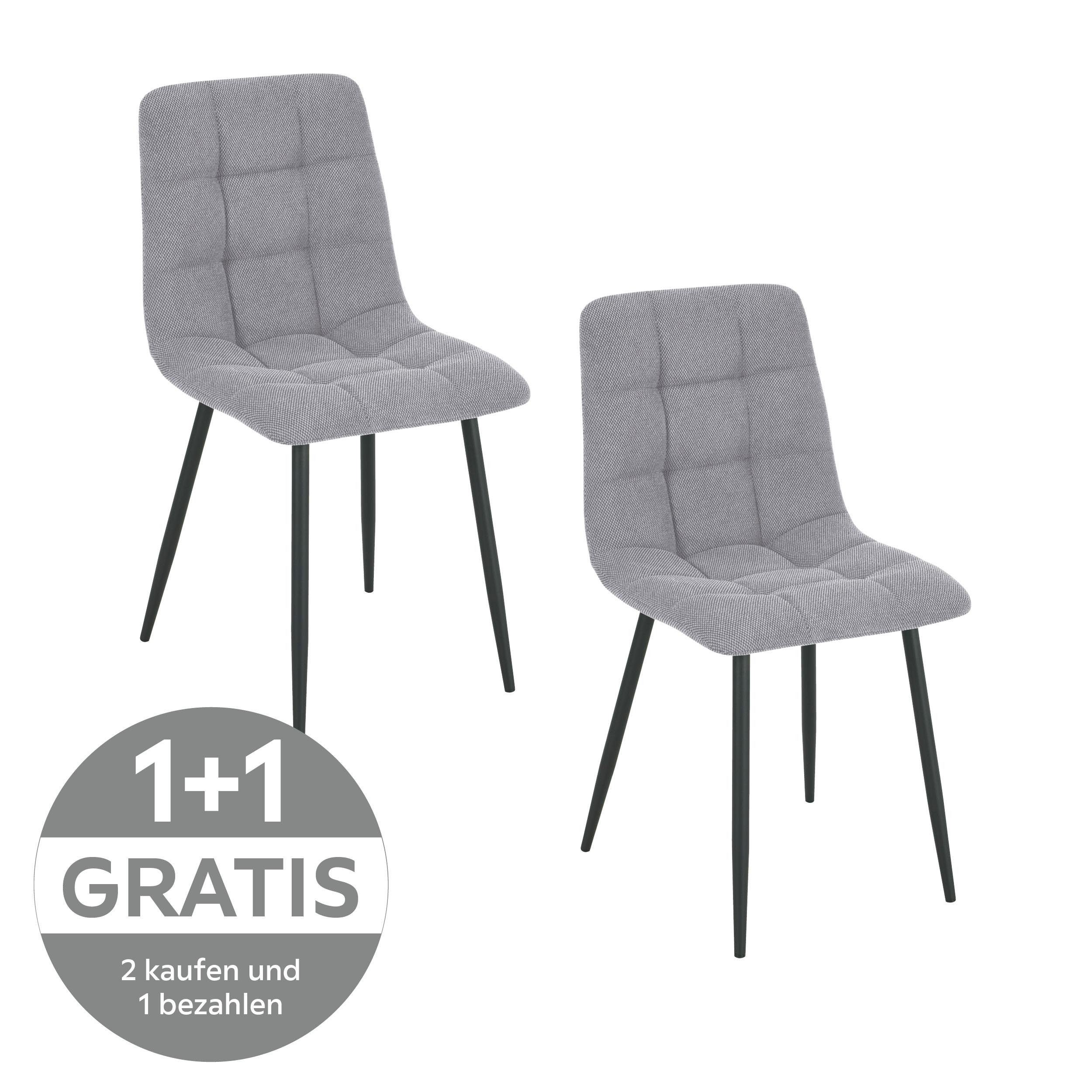 Vierfußstuhl Adea Leinenoptik grau - Schwarz/Grau, KONVENTIONELL, Holz/Textil (45/88/55cm) - Livetastic