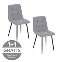 Vierfußstuhl Adea Leinenoptik grau - Schwarz/Grau, KONVENTIONELL, Holz/Textil (45/88/55cm) - Livetastic