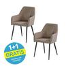 Armlehnstuhl Adelina - Schwarz/Cappuccino, LIFESTYLE, Textil/Metall (56/87/60cm) - MID.YOU