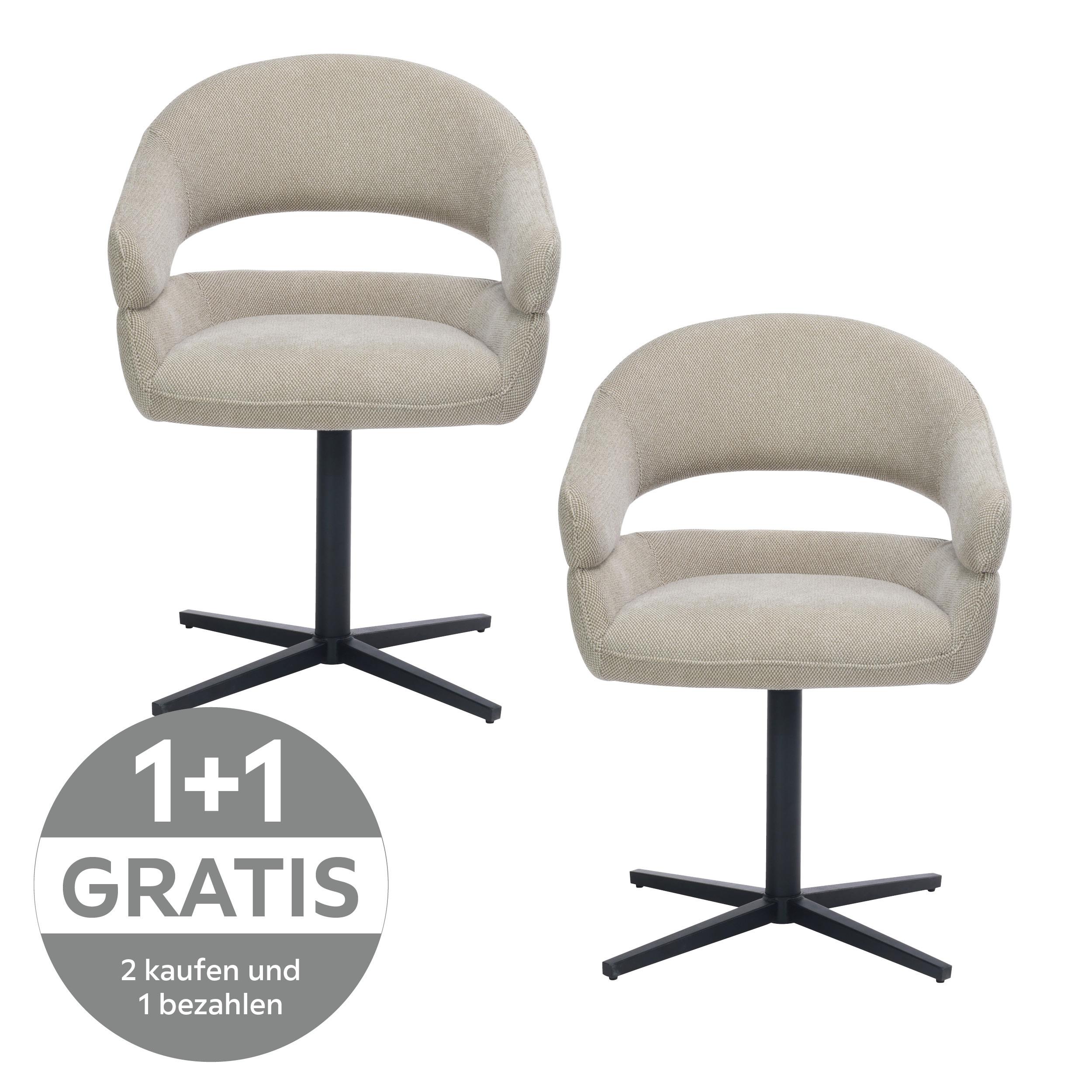 Armlehnstuhl Sigrid Leinenoptik Braun drehbar - Schwarz/Braun, MODERN, Holz/Textil (62/84/58cm) - My Baby Lou