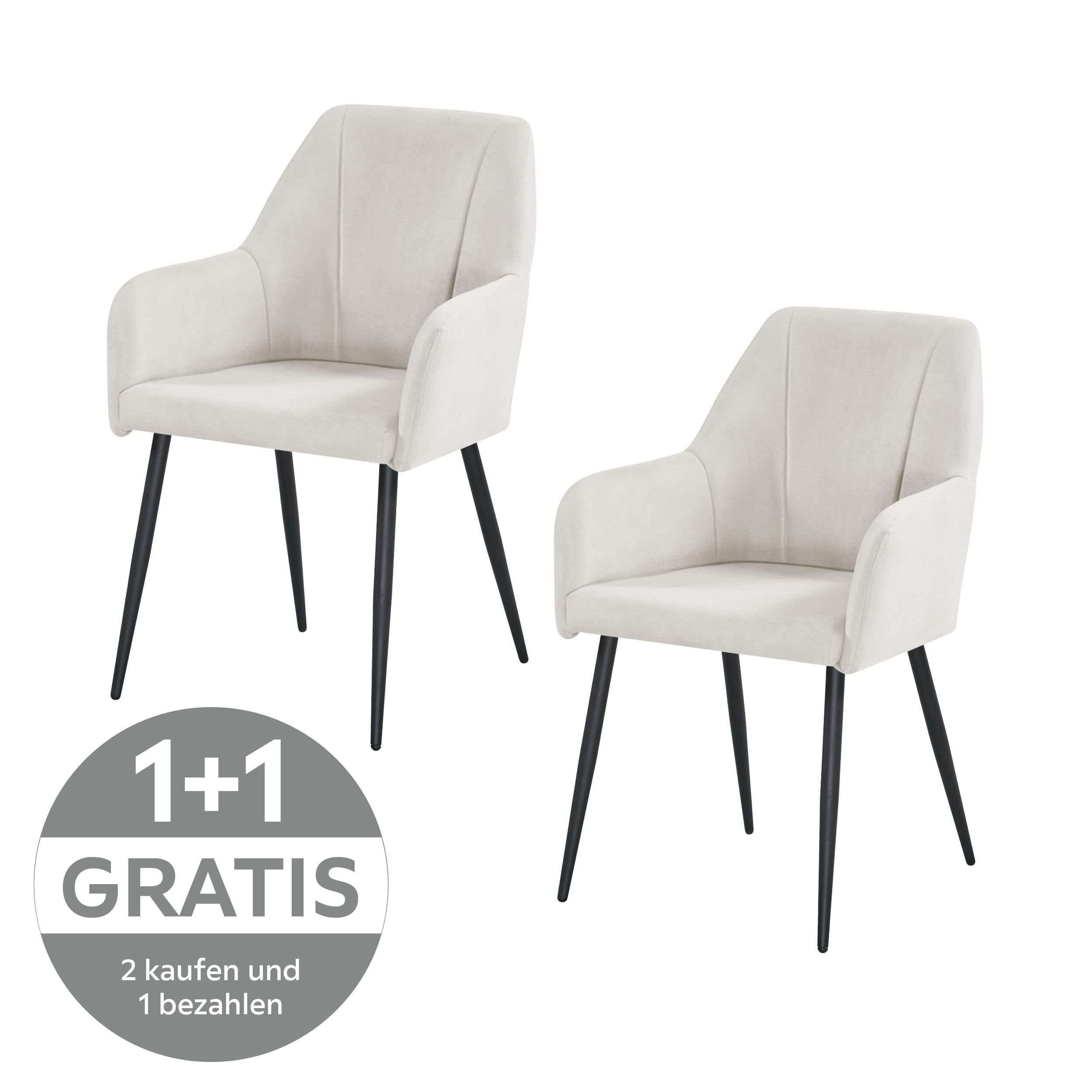 Armlehnstuhl Adelina Schwarz/Beige gepolstert - Beige/Schwarz, LIFESTYLE, Textil/Metall (58/86/61cm) - MID.YOU