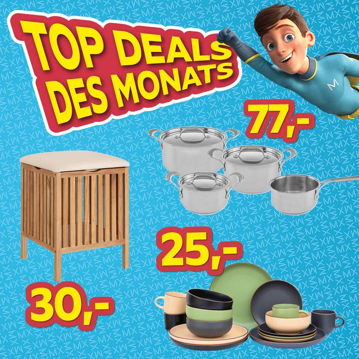 Top Deals des Monats, Hocker 30€, Kochtopfset 70€, Geschirrset 25€