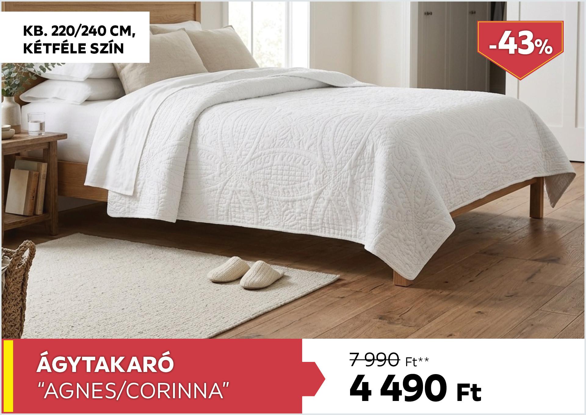 Ágytakaró kb. 220/240cm AGNES/CORINNA 7990Forint helyett 4490Forint kedvezmény mértéke 43%