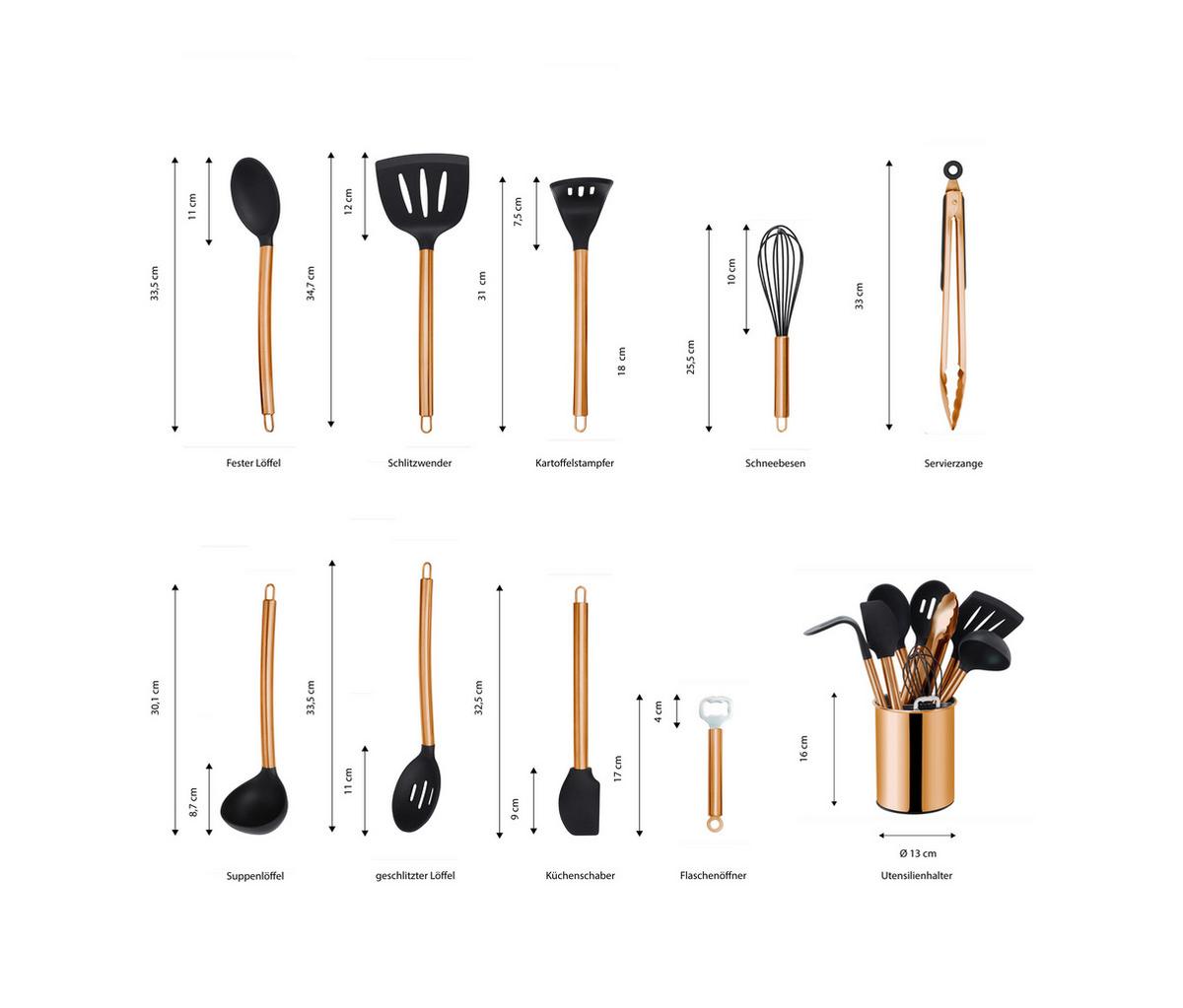 SADA KUCHYŇSKÉHO NÁČINÍ EW-KS-1001K - měděné barvy/černá, Basics, plast (13cm) - Echtwerk