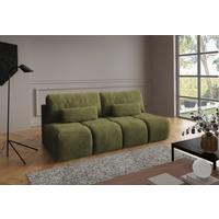 Schlafsofa Maron Olivgrün - Schwarz/Olivgrün, Design, Textil (219/94/110cm) - Livetastic
