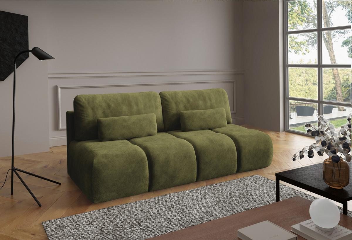 Schlafsofa Maron Olivgrün - Schwarz/Olivgrün, Design, Textil (219/94/110cm) - Livetastic