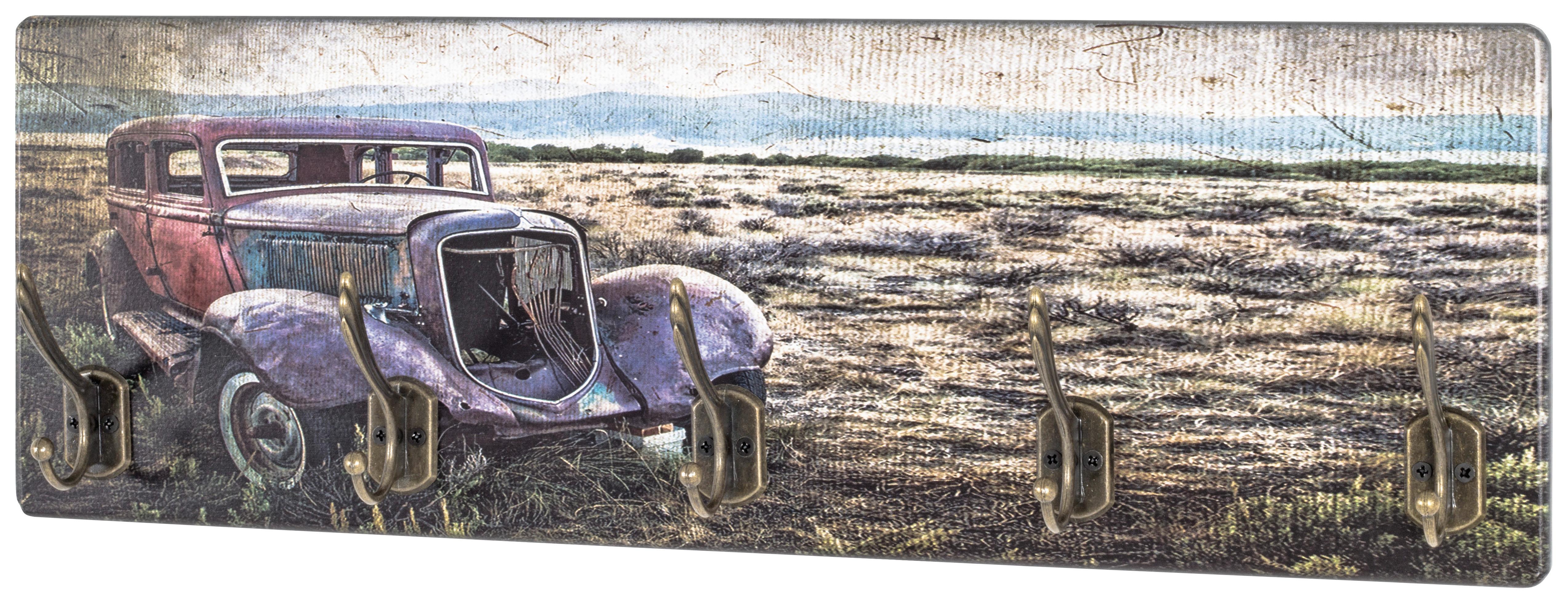 Hakenleiste Colorado B: 60 cm Vintagemotiv Oldtimer 5 Haken - Multicolor, MODERN, Holzwerkstoff (60/20/7cm)