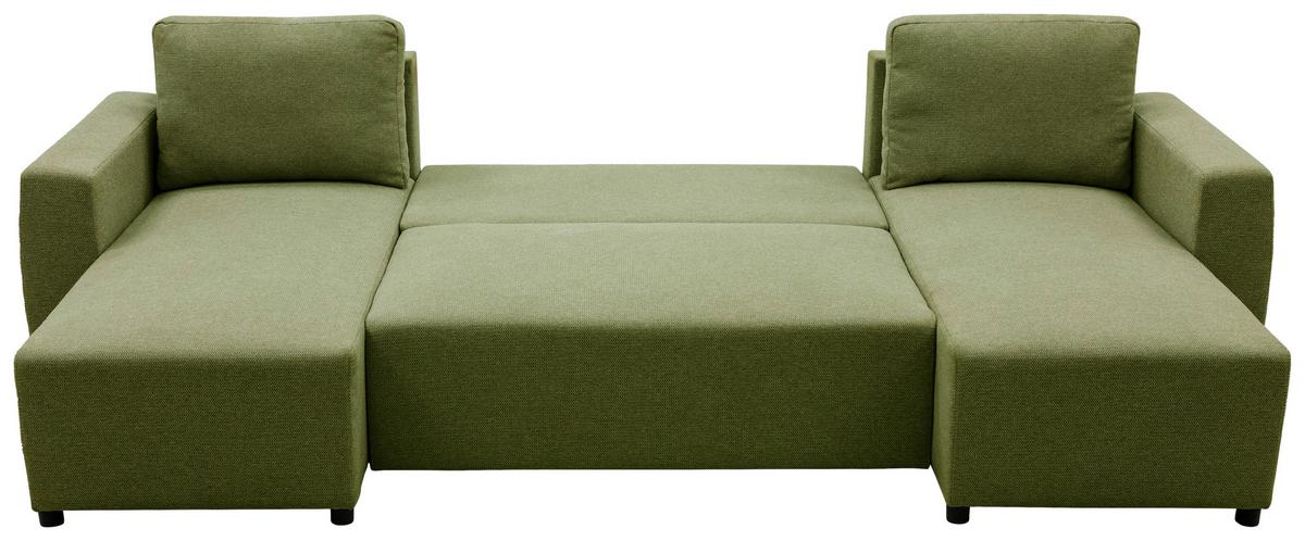 Wohnlandschaft Pharell Mit Schlaffunktion Olivgrün - Schwarz/Olivgrün, Basics, Textil (155/297/155cm) - Livetastic