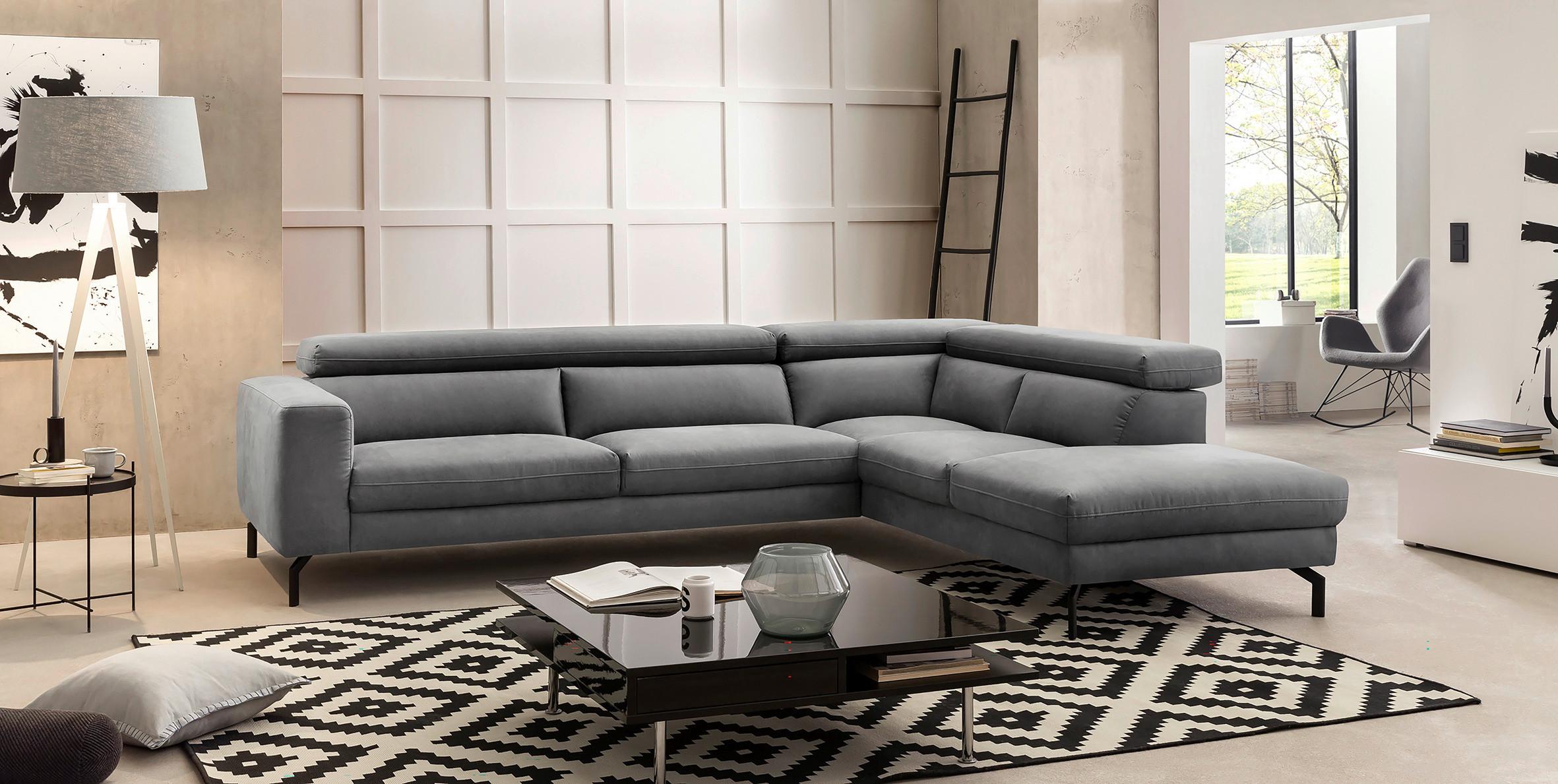 Ecksofa California - Schwarz/Grau, MODERN, Textil (305/233cm) - Trendmanufaktur