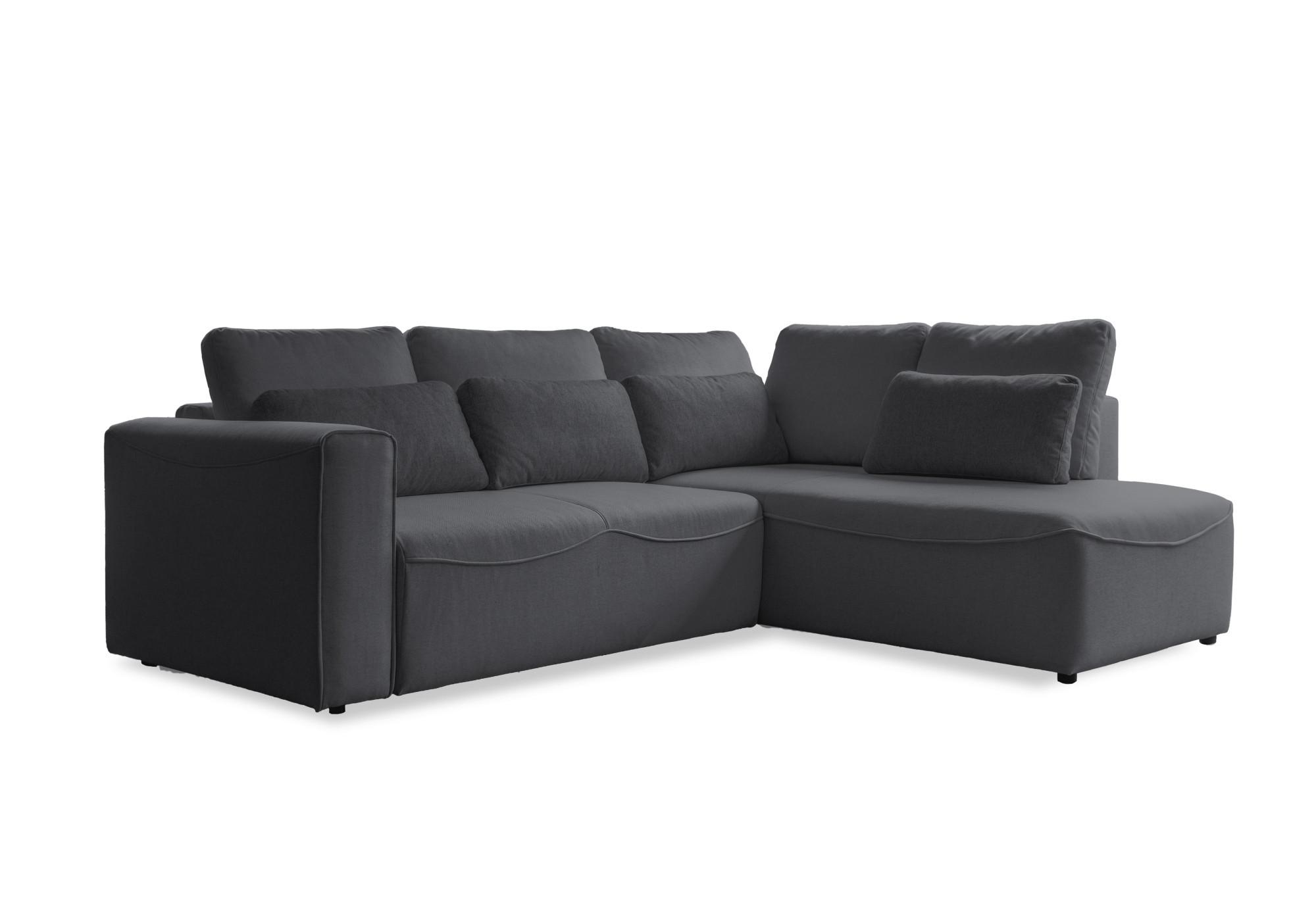 Rohová sedačka HOLLY L, oboustranná, tmavě šedá - černá/tmavě šedá, Design, dřevo/textil (257/93/210cm)