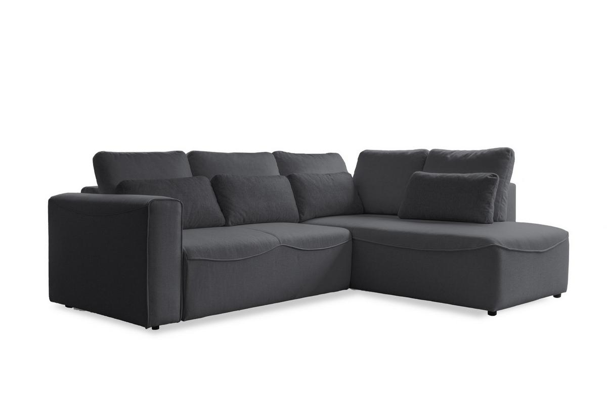 Rohová sedačka HOLLY L, oboustranná, tmavě šedá - černá/tmavě šedá, Design, dřevo/textil (257/93/210cm)