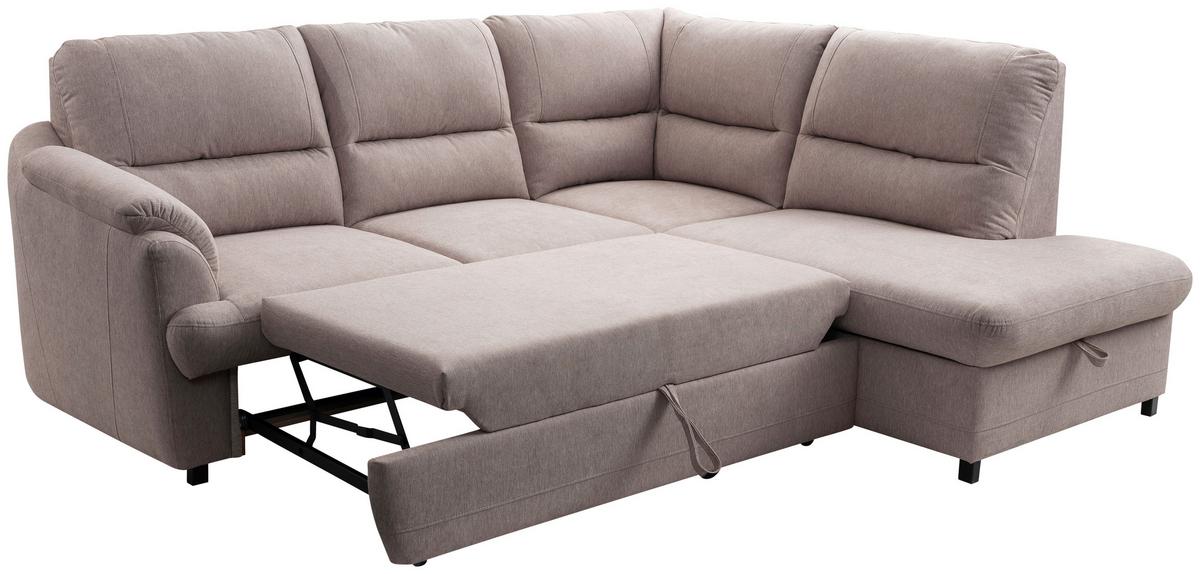 Rohová sedačka GUSTO, pravá, šedobéžová - černá/šedobéžová, Basics, dřevo/textil (240/200cm)